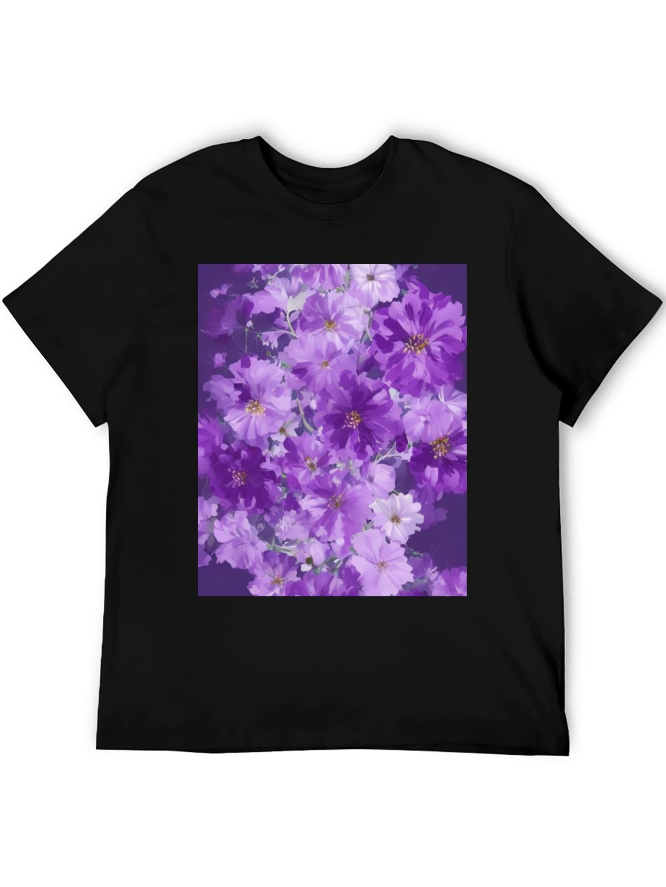 Black Floral Print Black T-Shirt view 5
