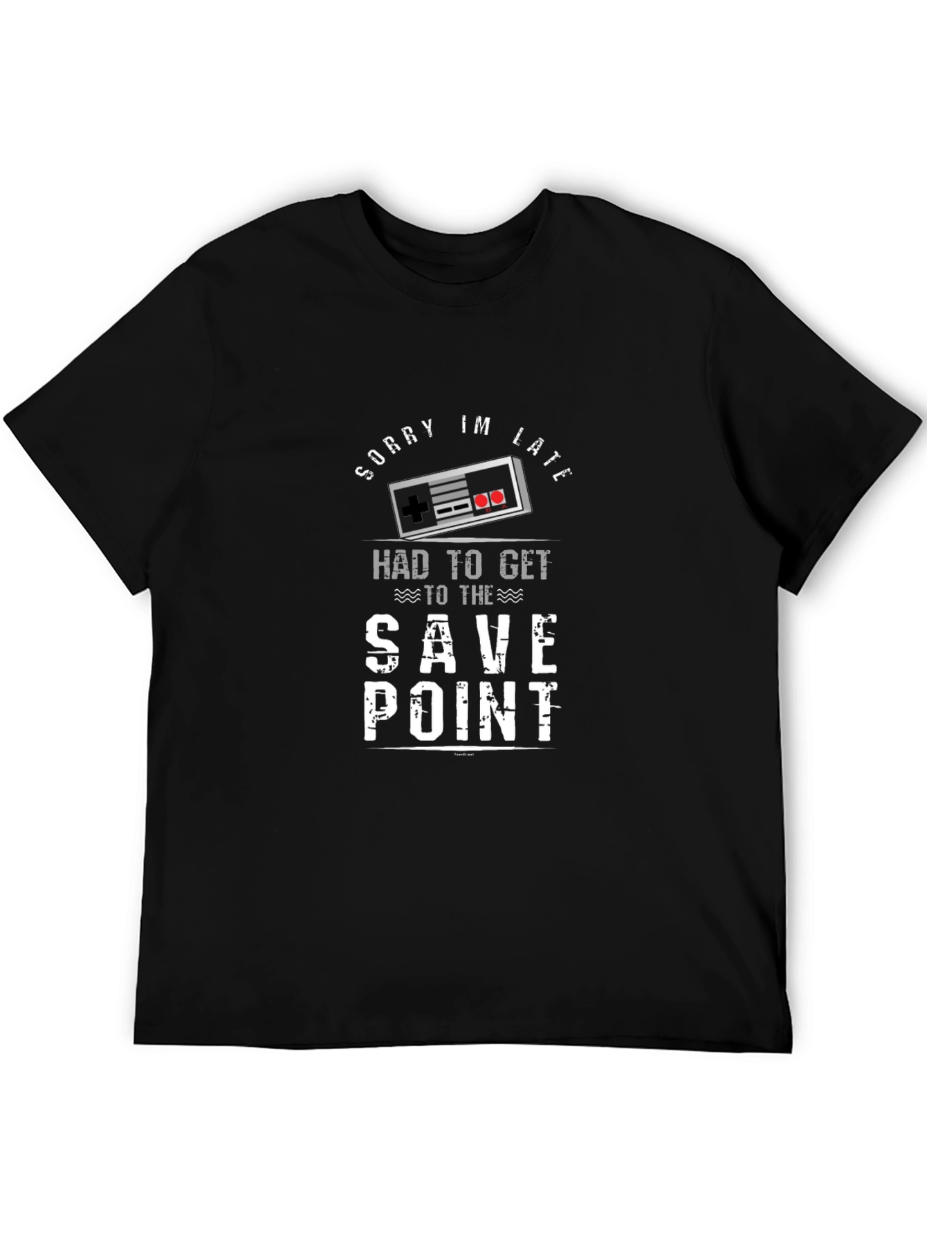 Black Gamer T-Shirt: Sorry I'm Late Save Point view 5