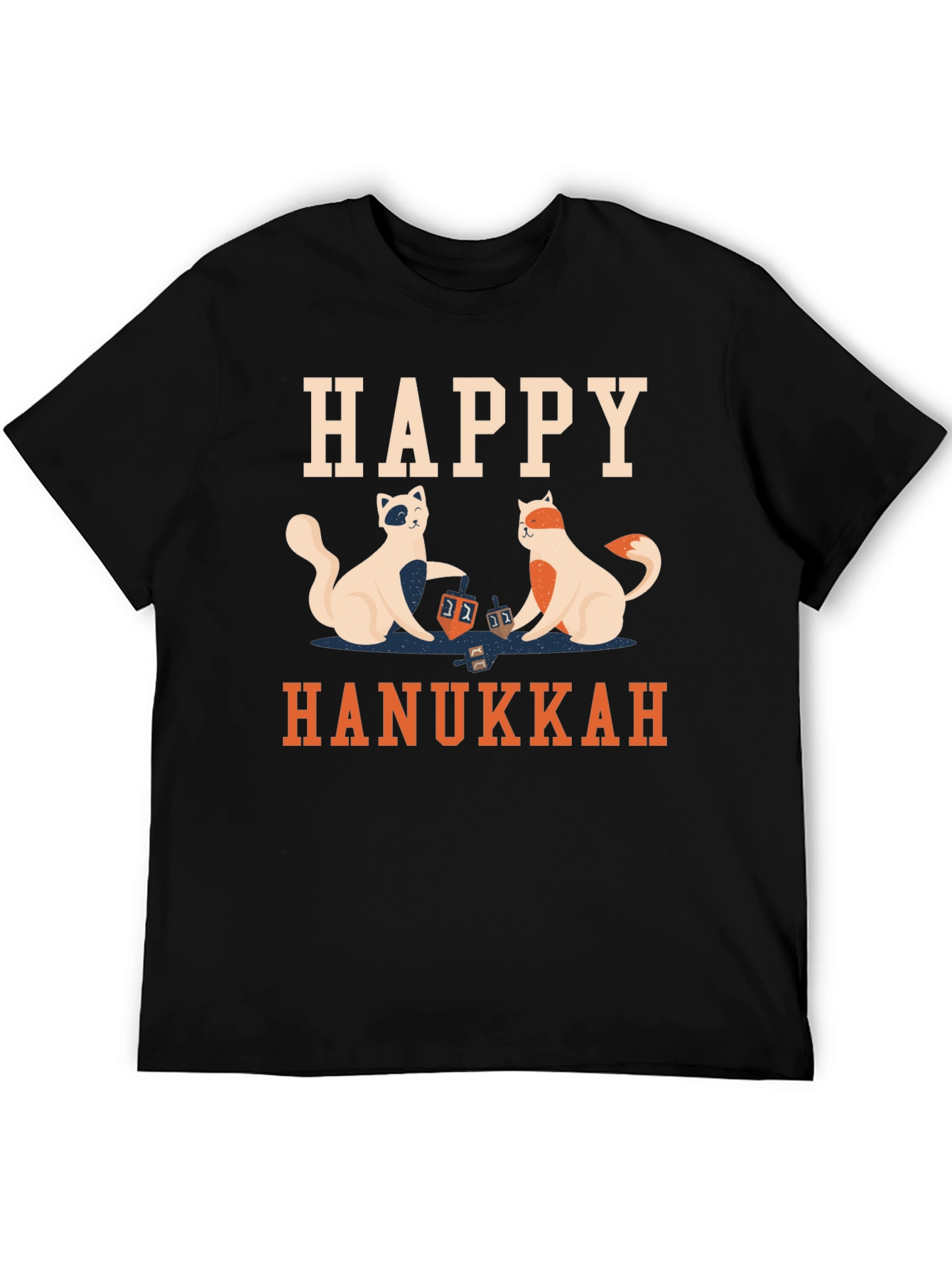 Black Happy Hanukkah Cats Men's T-Shirt view 5