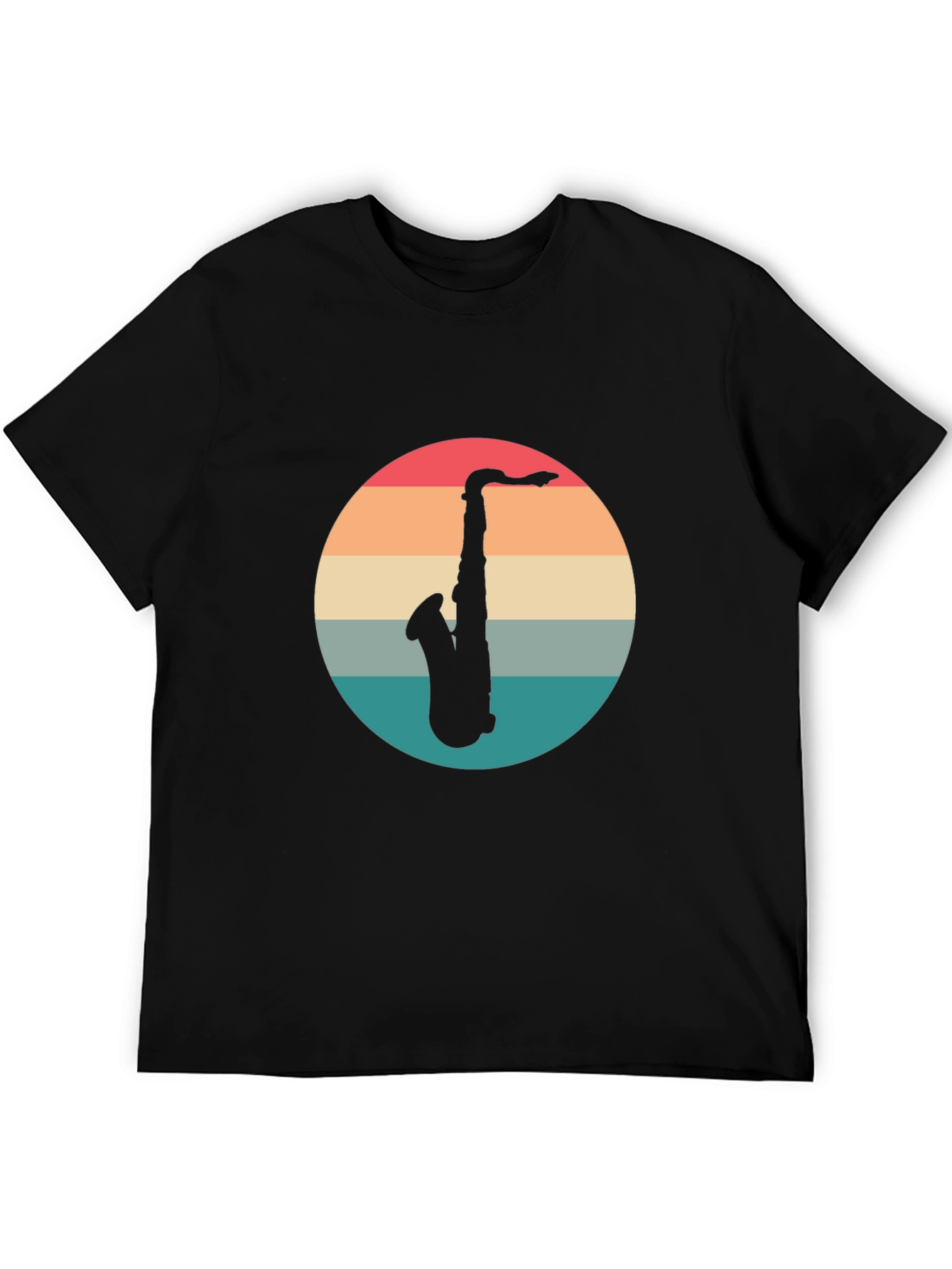 Black Retro Saxophone T-Shirt - Vintage Style Music Tee view 5