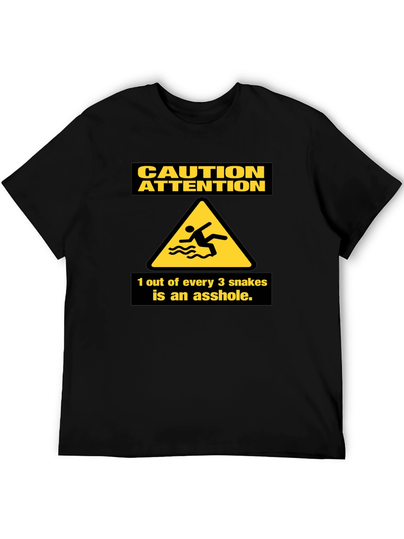 Black Caution Snakes Funny Graphic T-Shirt view 5