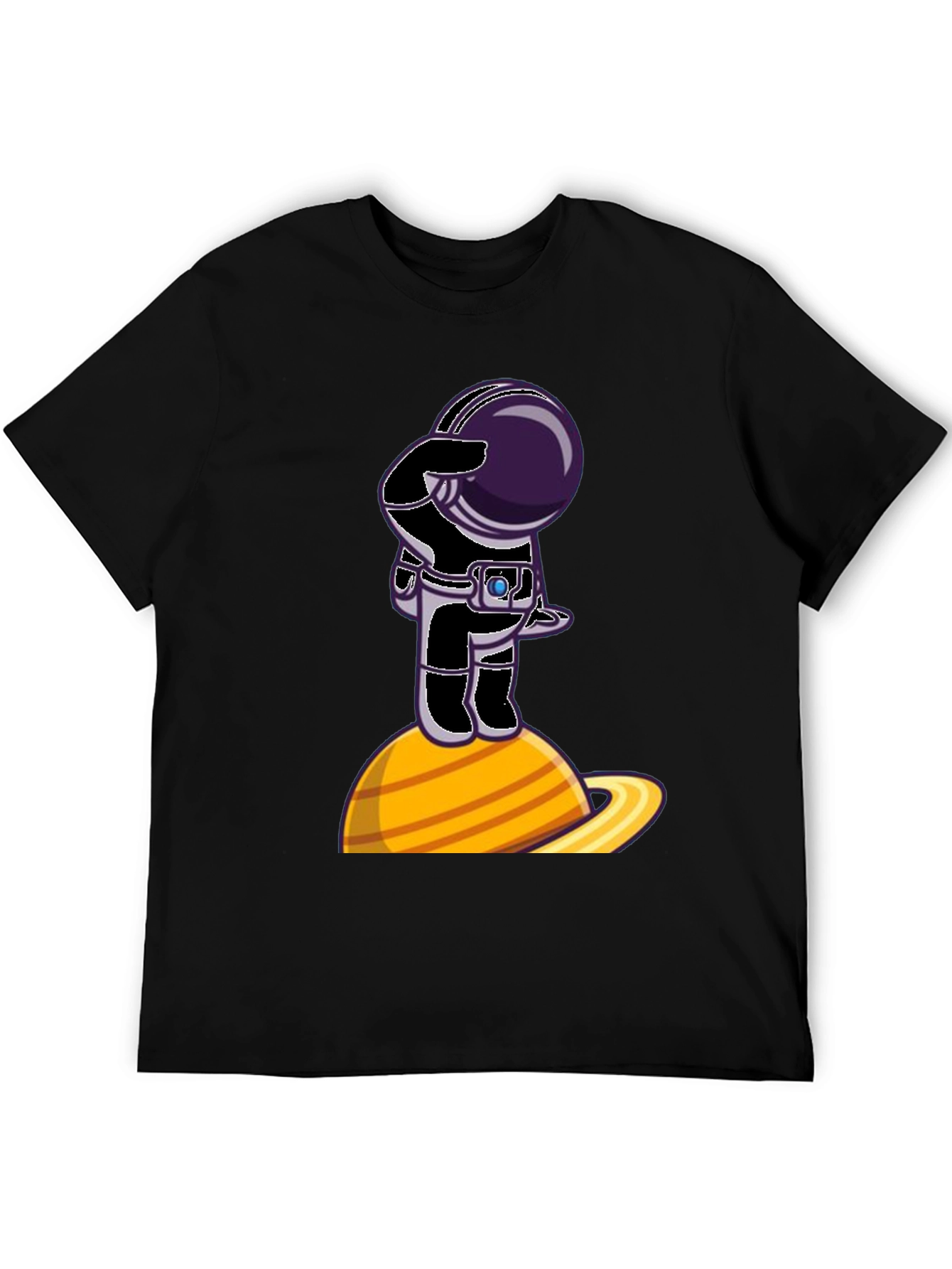 Black Astronaut on Saturn Graphic T-Shirt - Space Explorer view 5