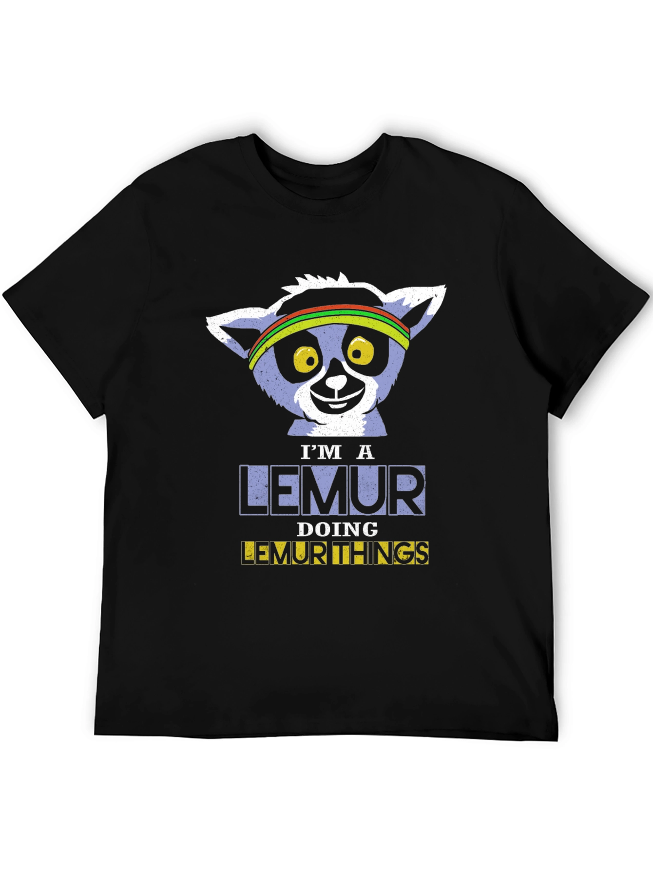 Black I'm A Lemur Doing Lemur Things Black T-Shirt view 5