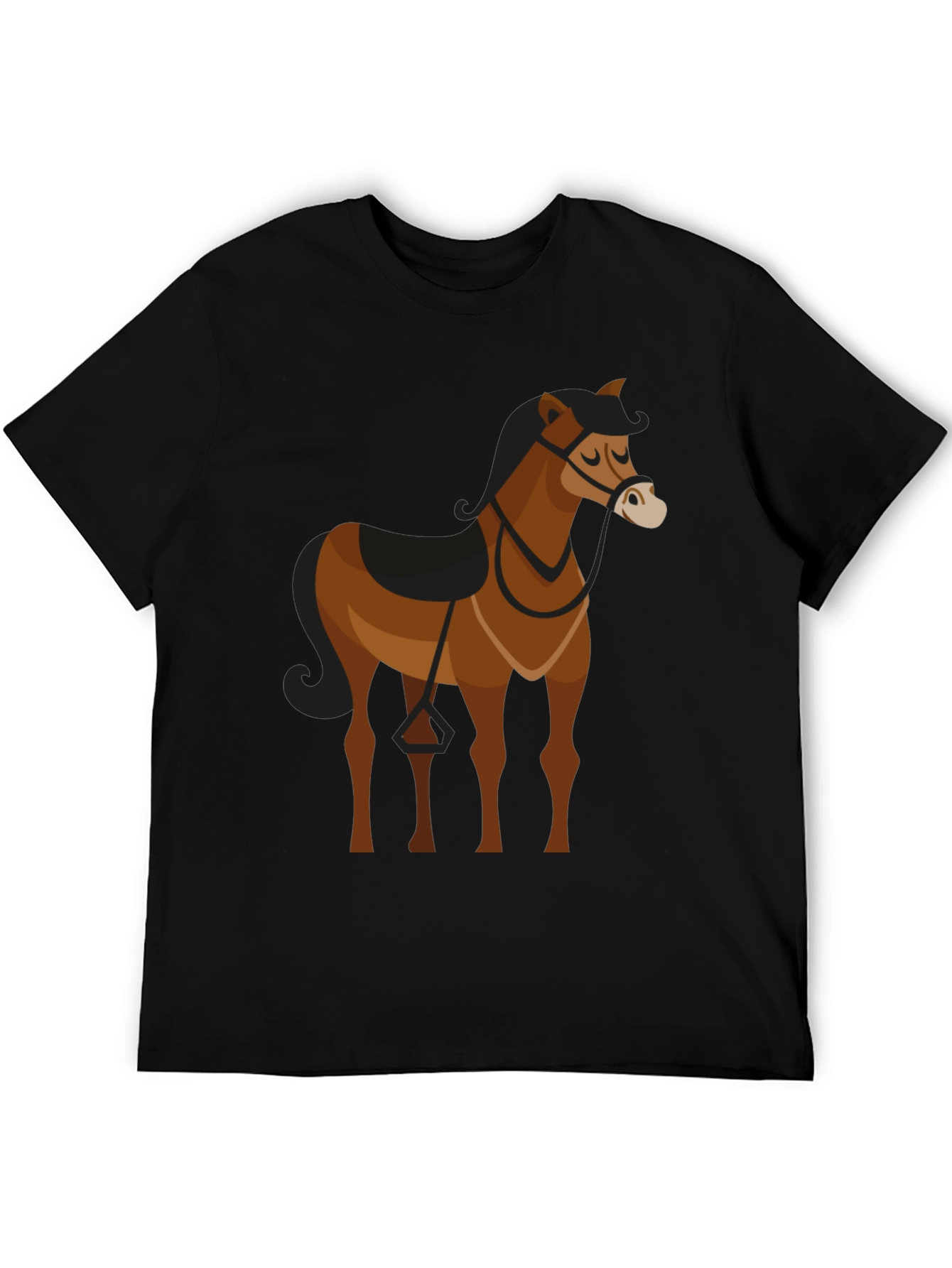 Black Black T-Shirt with Brown Horse Graphic view 5