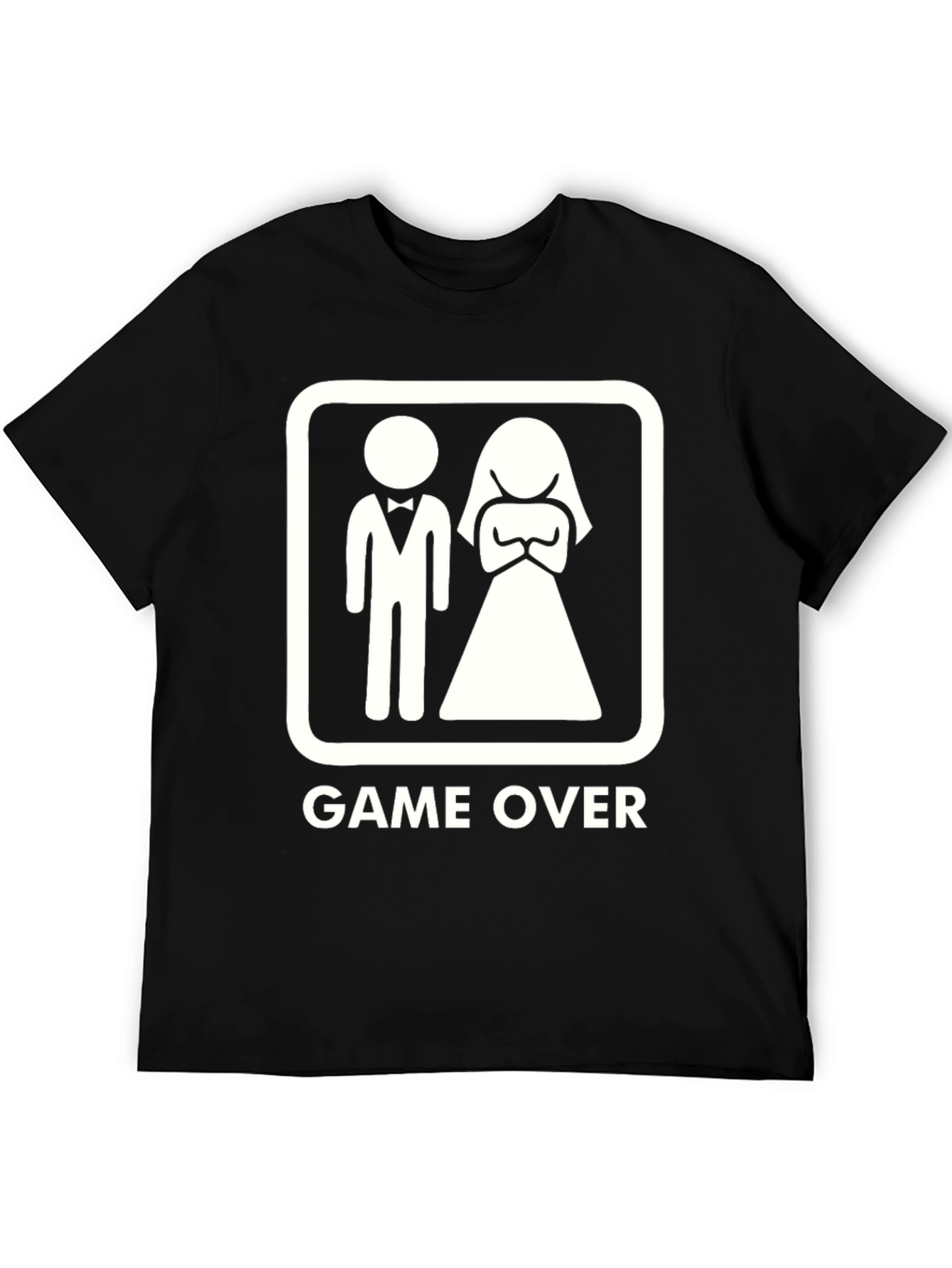 Black Game Over Wedding Humor Graphic Tee view 5