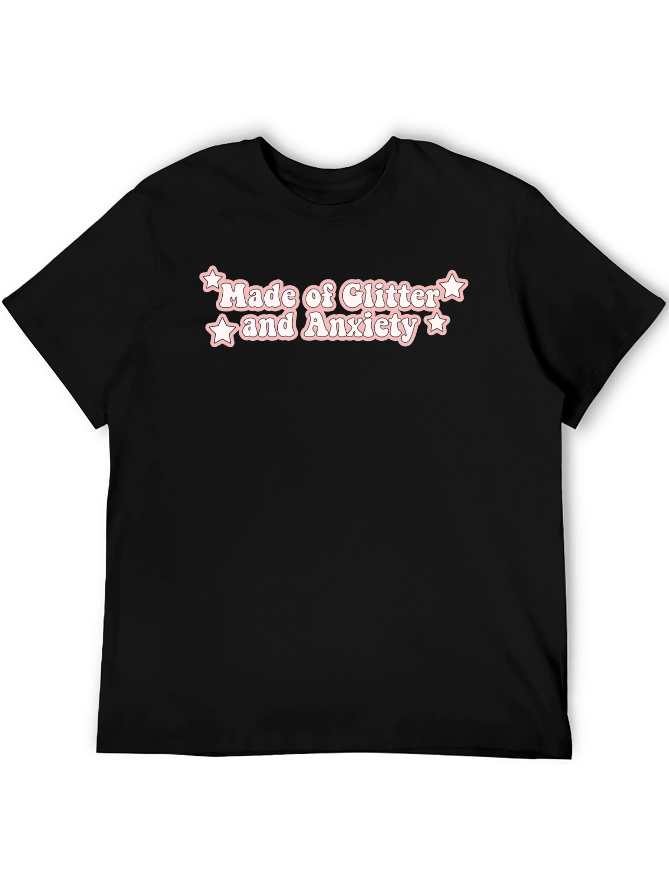 Black Glitter and Anxiety Black T-Shirt view 5