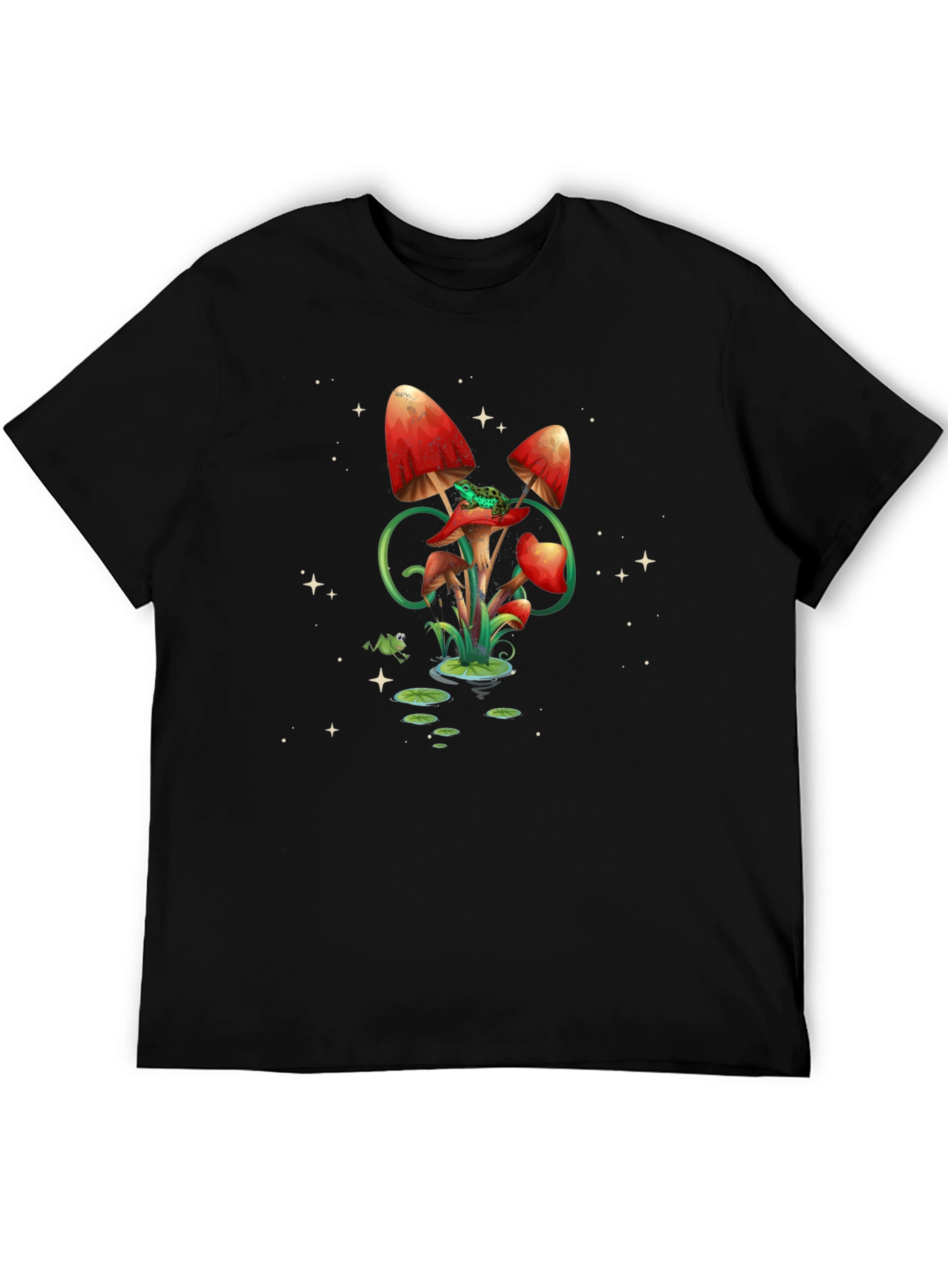 Black Mushroom Frog Graphic T-Shirt - Relaxed Fit view 5