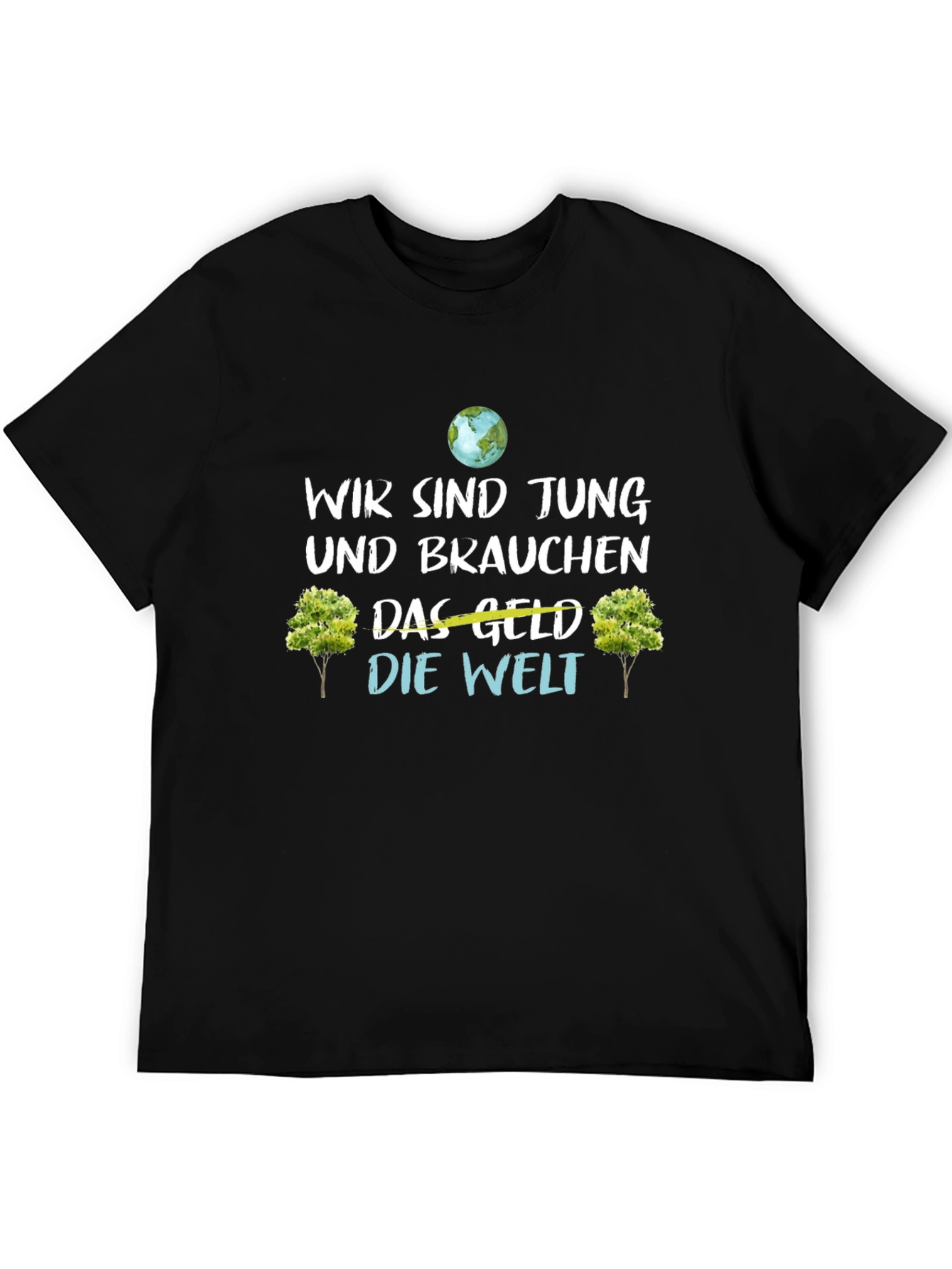 Black Eco-Conscious 'Wir Sind Jung' Graphic Tee view 5
