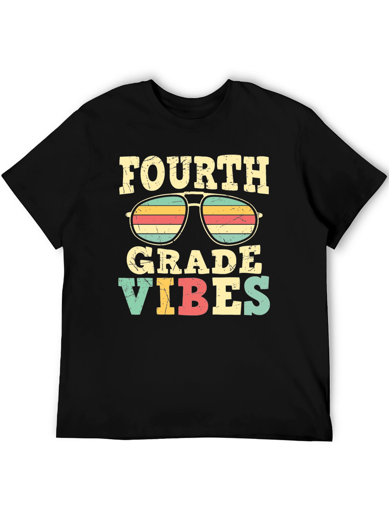 Black Fourth Grade Vibes Retro T-Shirt view 5