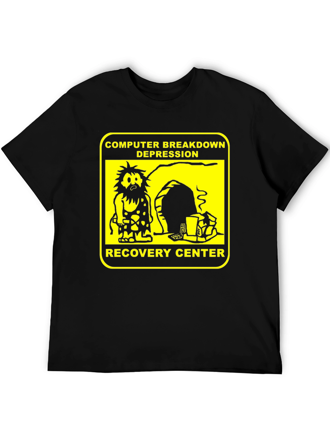Black Computer Breakdown Depression Recovery Center Black T-Shirt view 5
