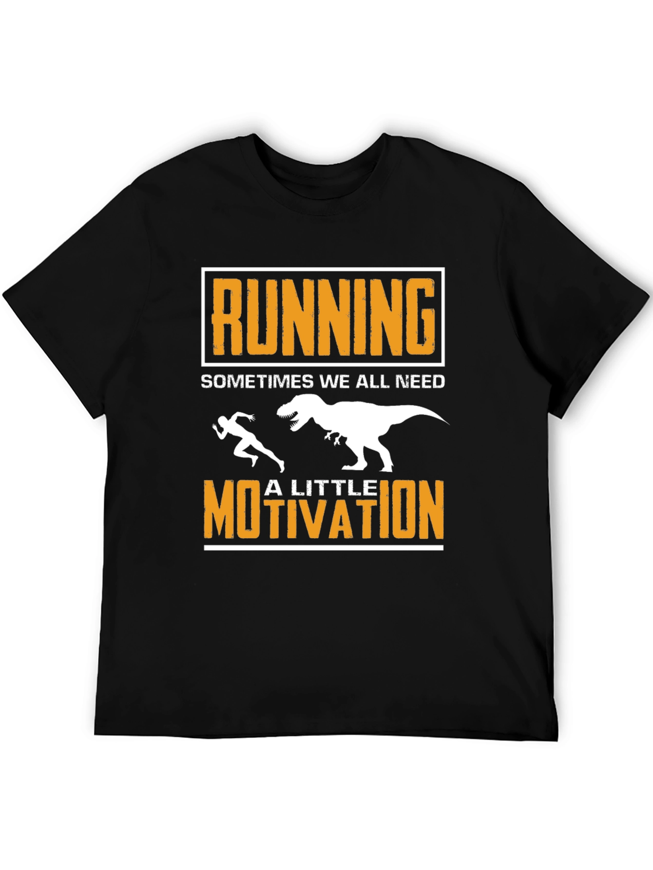 Black Running Motivation T-Shirt Funny Dino Tee view 5