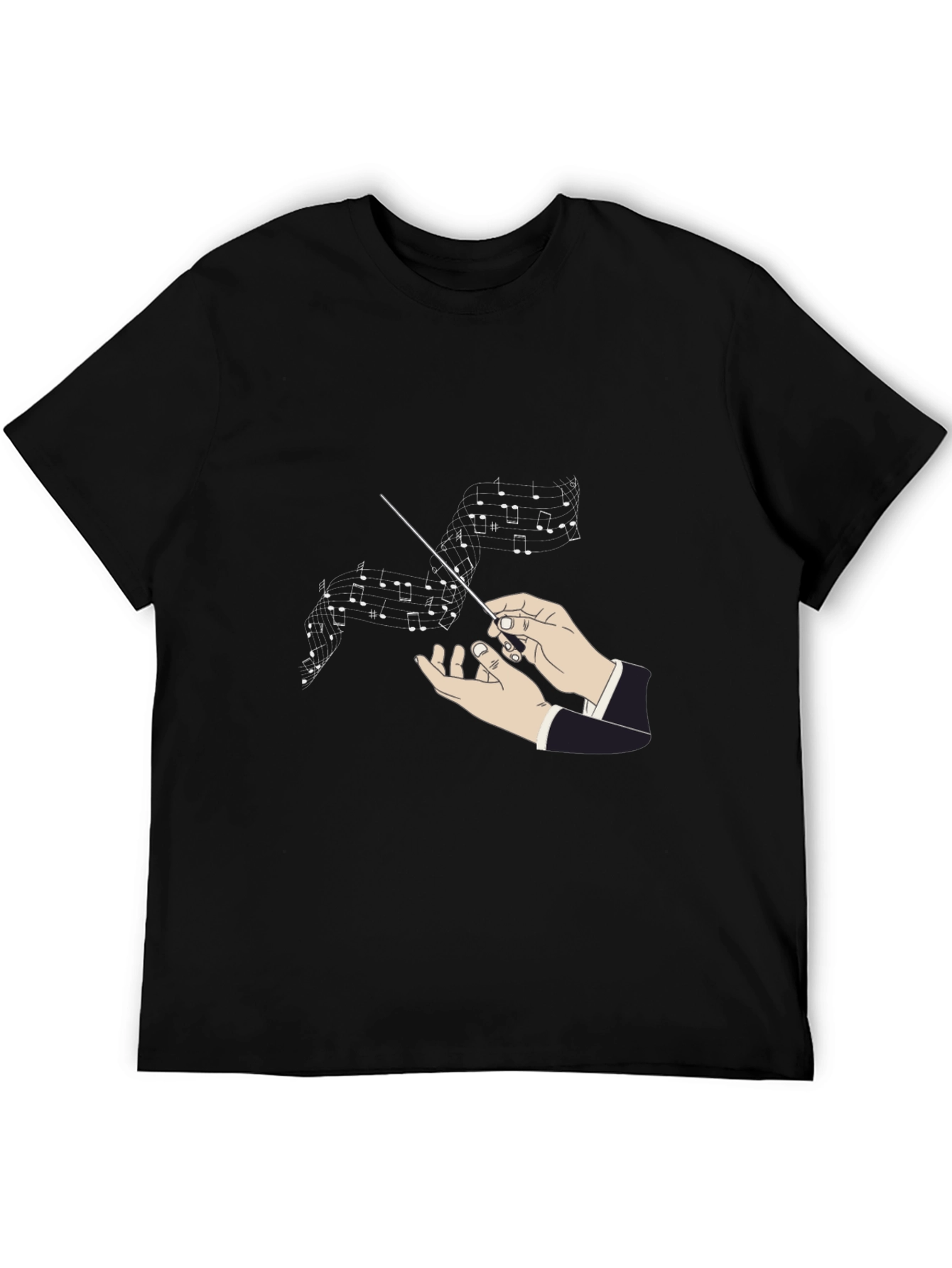 Black Conductor Music Notes Graphic Black T-Shirt view 5