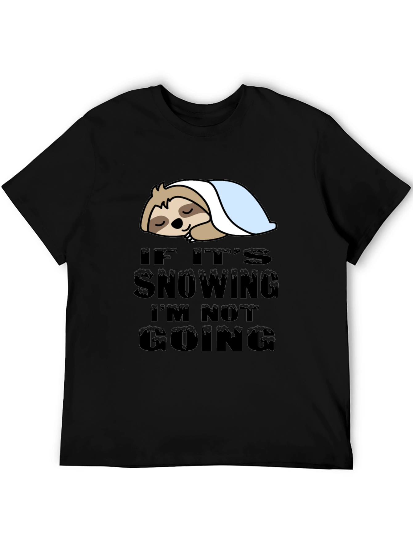 Black Lazy Sloth 'If It's Snowing' Graphic T-Shirt view 5