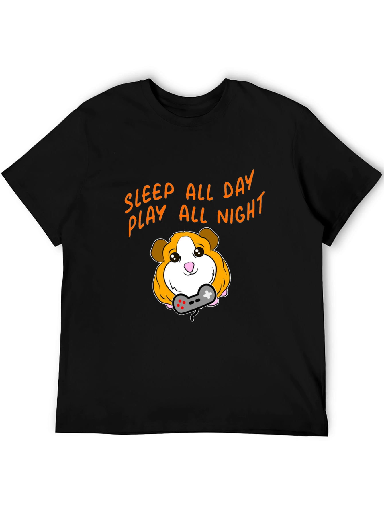 Black Sleep All Day Play All Night Gaming Guinea Pig T-Shirt view 5