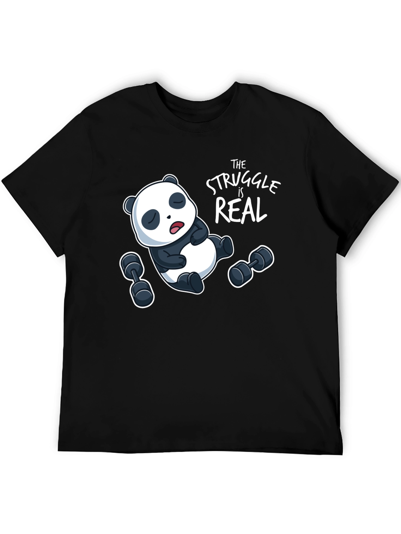Black Funny Panda Workout T-Shirt view 5
