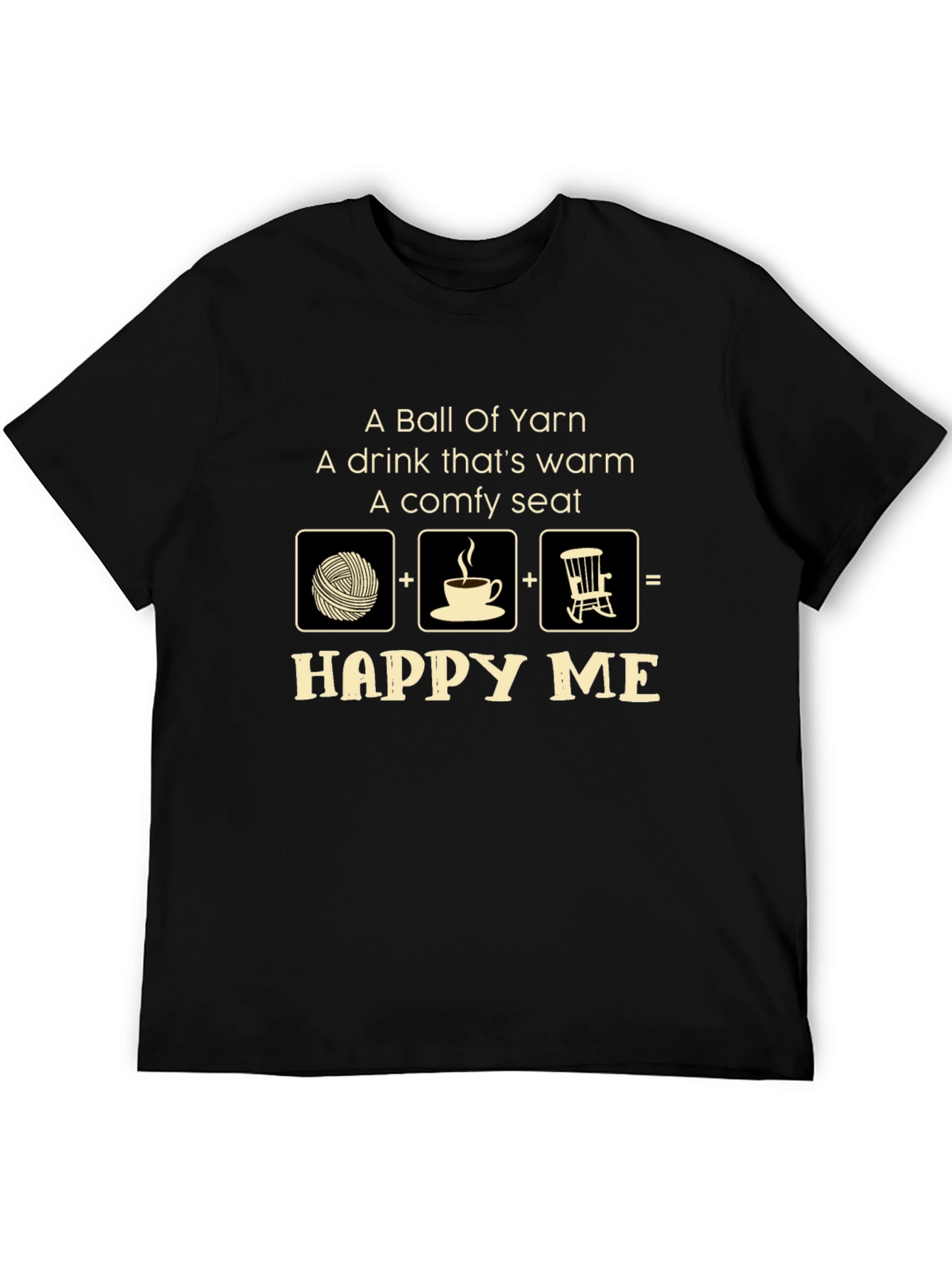 Black Happy Me Yarn Lover T-Shirt view 5