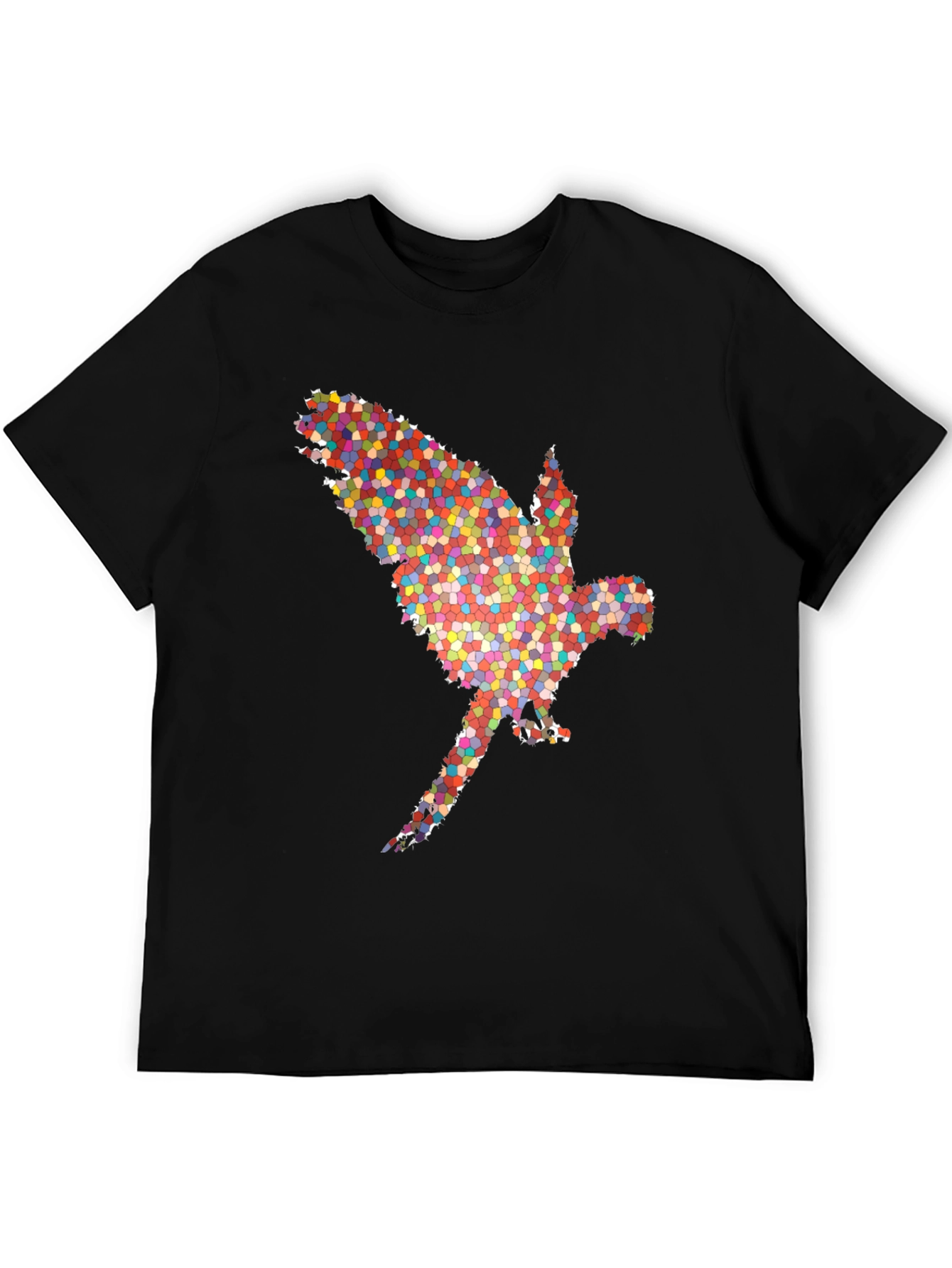 Black Abstract Parrot Graphic Tee - Black Cotton T-Shirt view 5