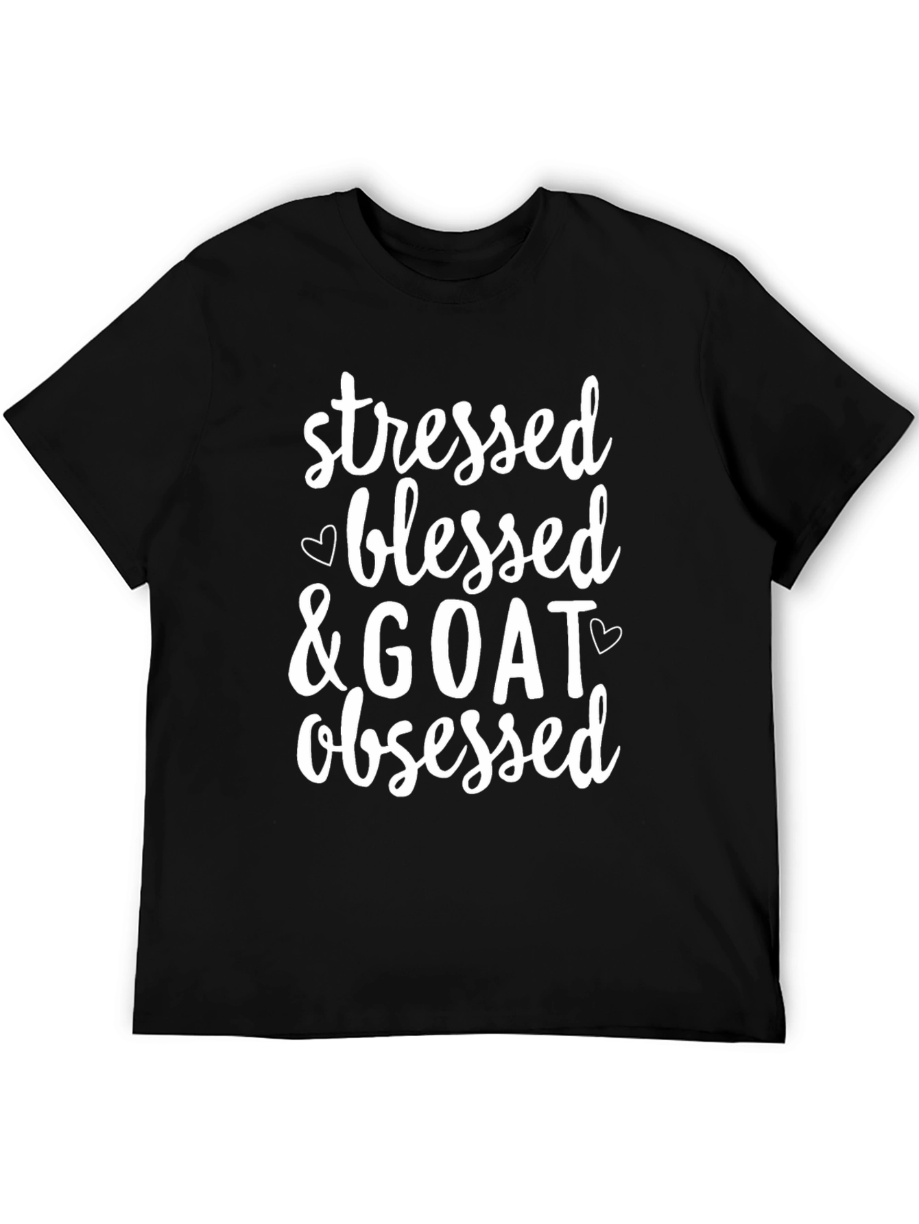 Black Stressed Blessed & GOAT Obsessed T-Shirt view 5
