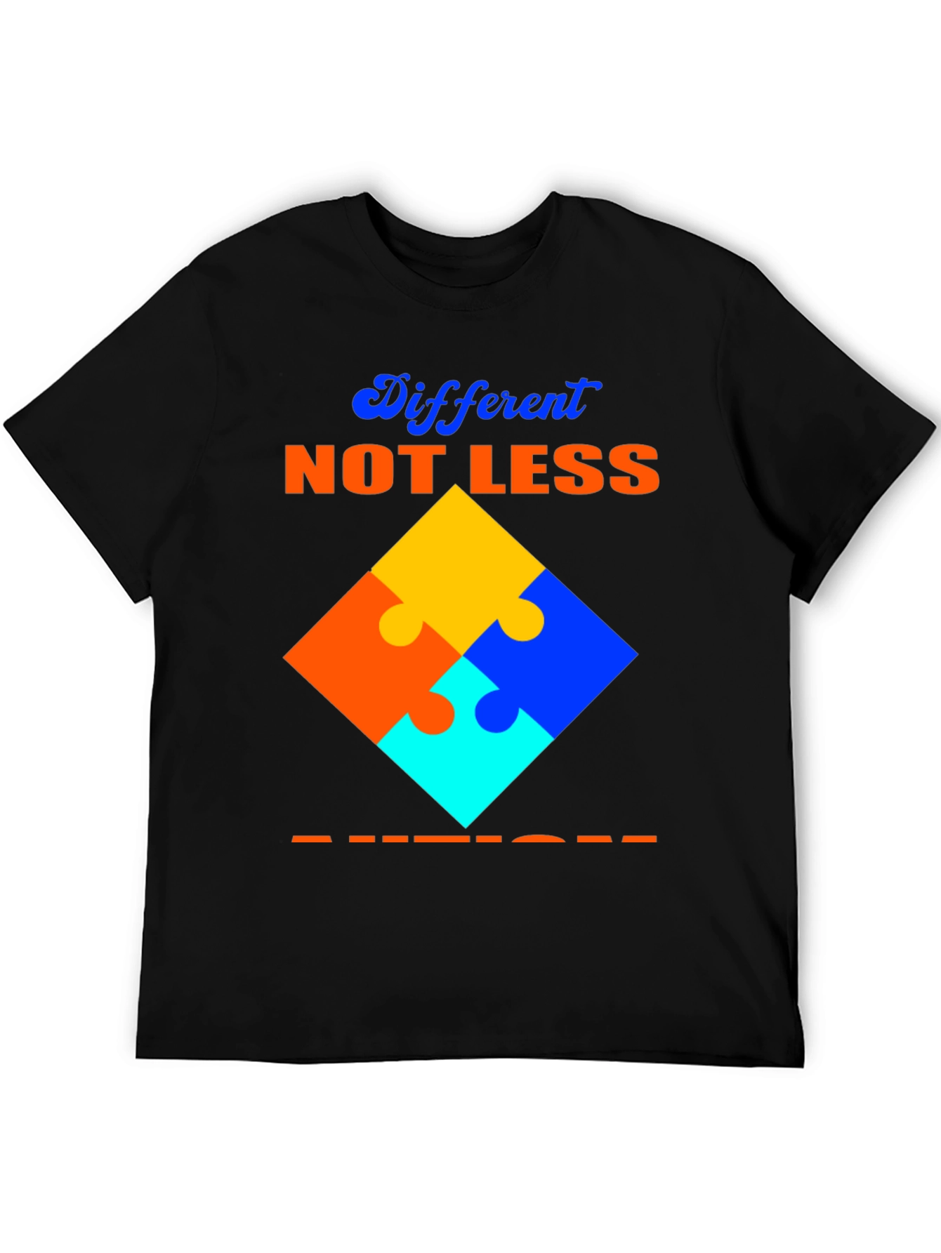 Black Autism Awareness T-Shirt Different Not Less Puzzle Design view 5