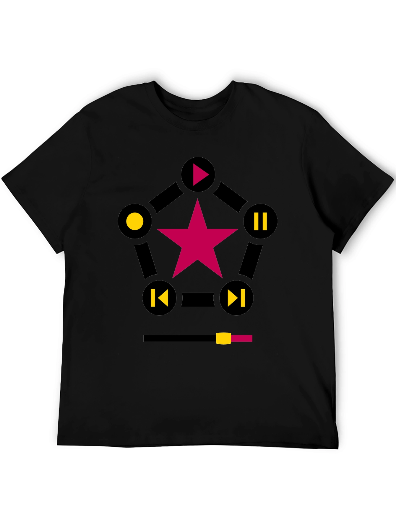 Black Starry Music Player Graphic T-Shirt view 5