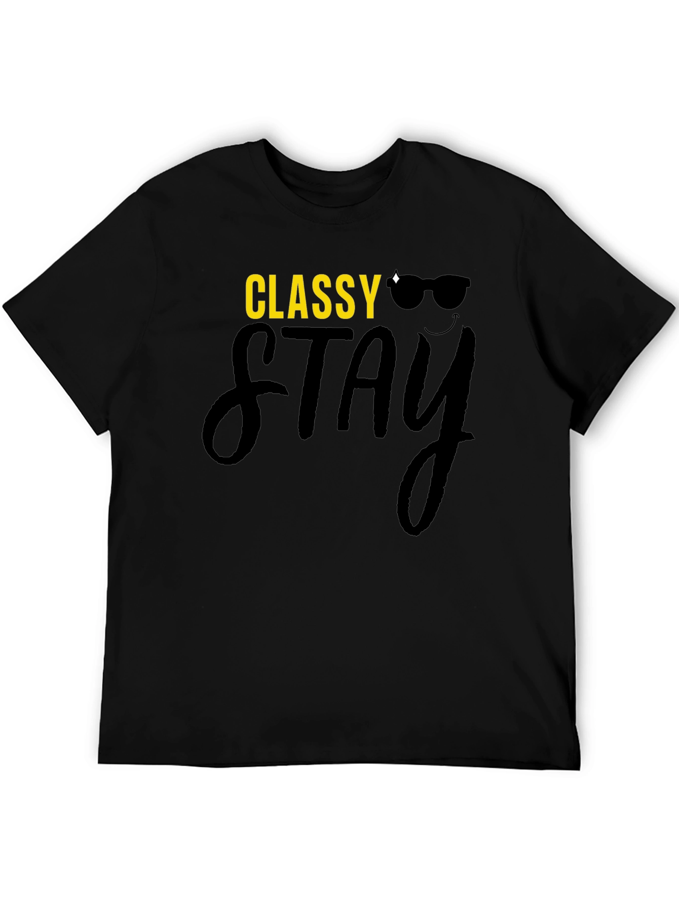 Black Classy Stay Black Graphic T-Shirt view 5