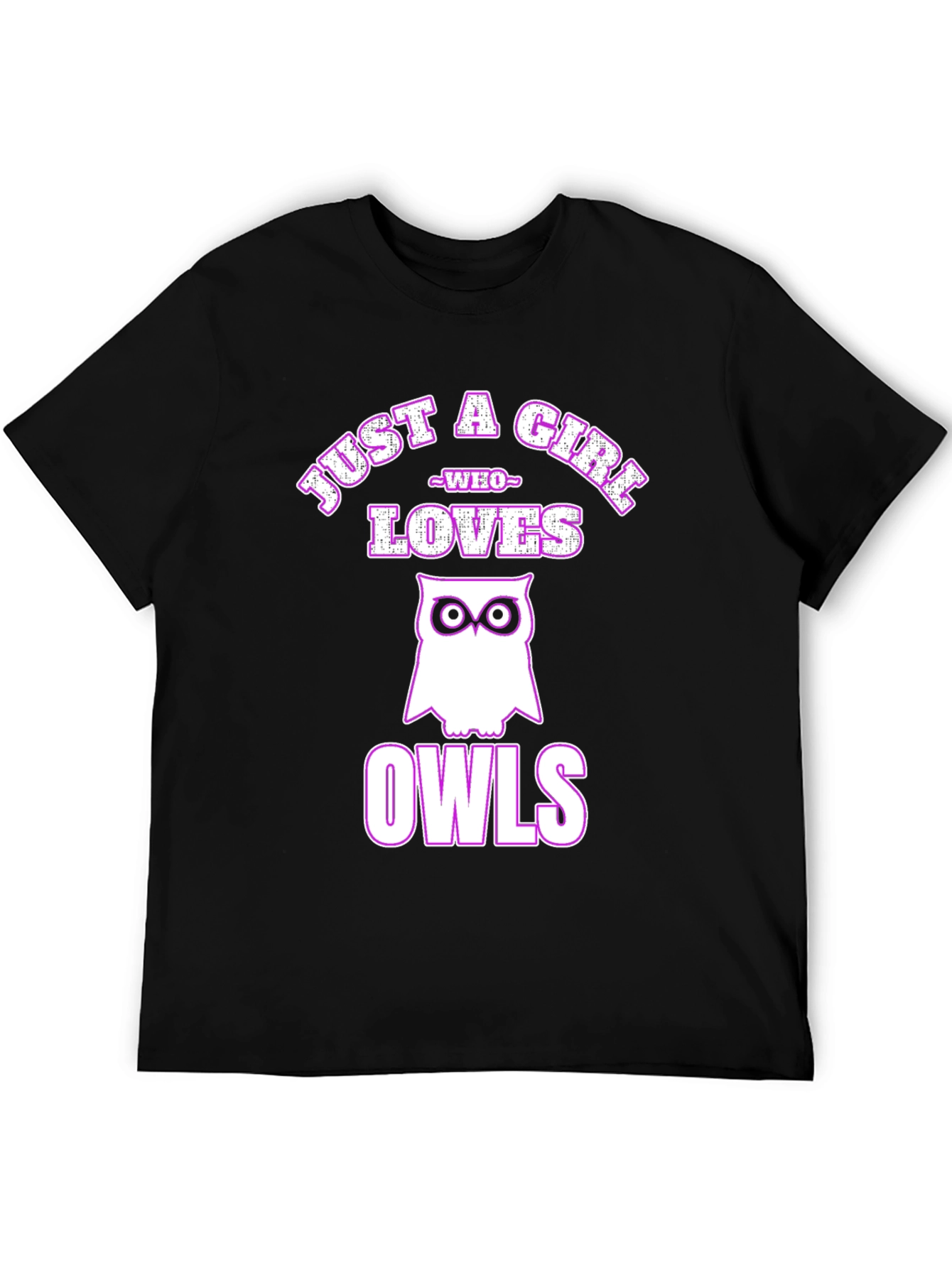 Black Just a Girl Who Loves Owls T-Shirt view 5