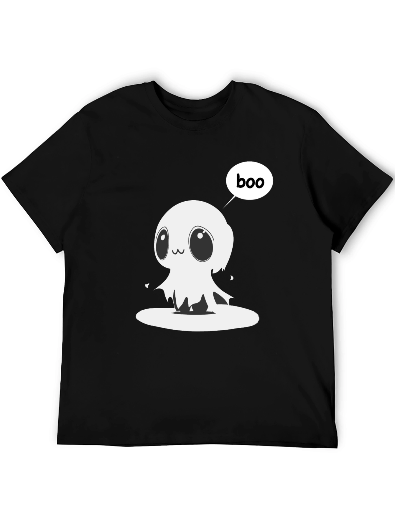 Black Cute Ghost Boo T-Shirt - Halloween Graphic Tee view 5