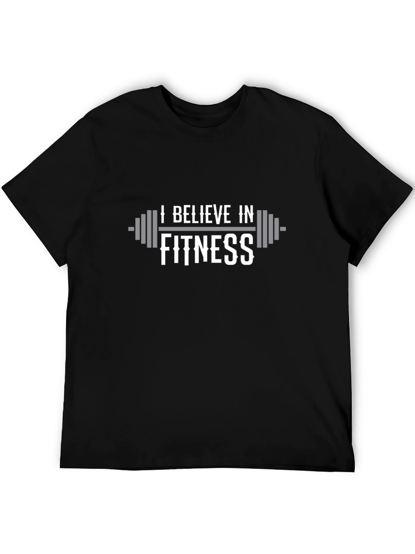 Black I Believe in Fitness Graphic T-Shirt - Gym Workout Apparel view 5