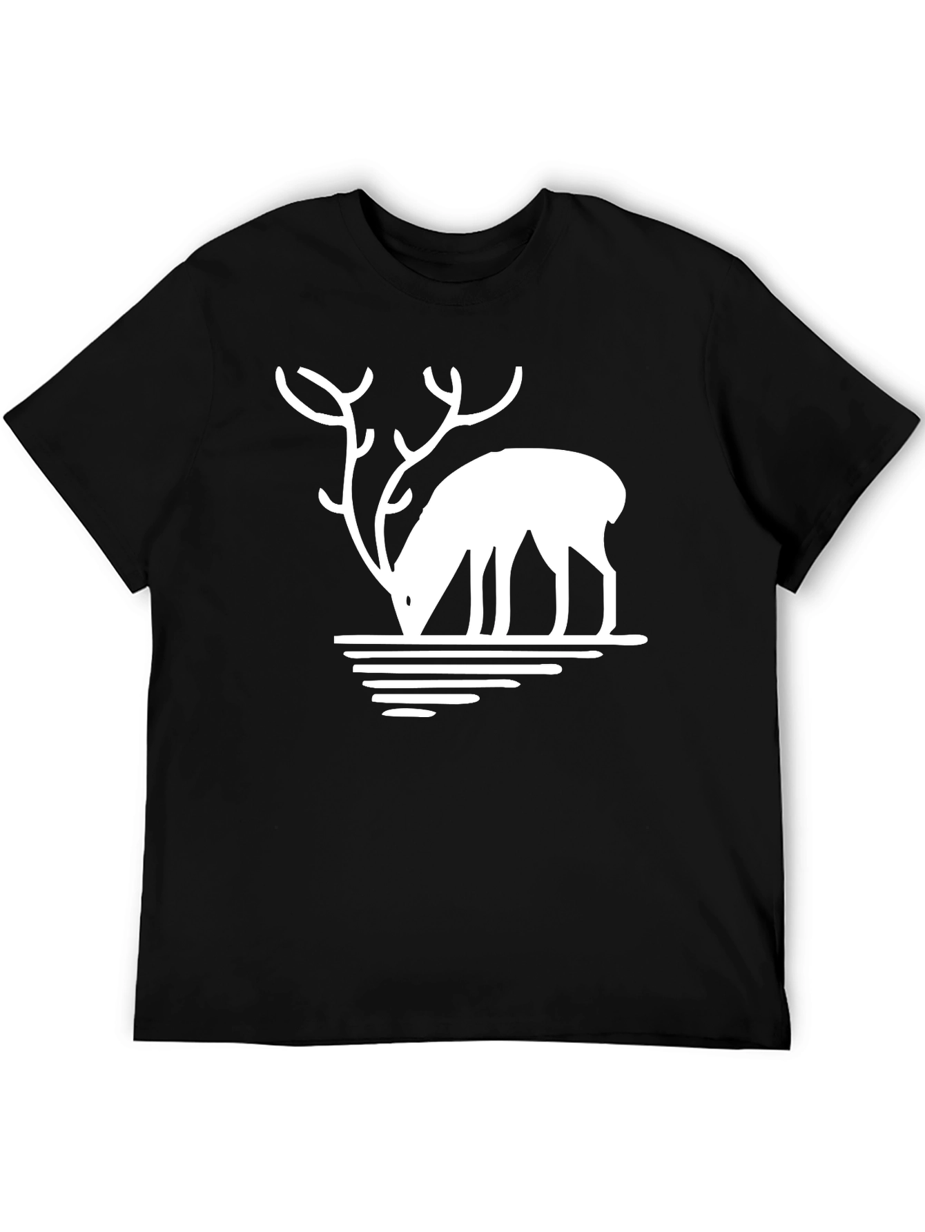 Black Deer Silhouette Graphic Tee - Black Casual T-Shirt view 5