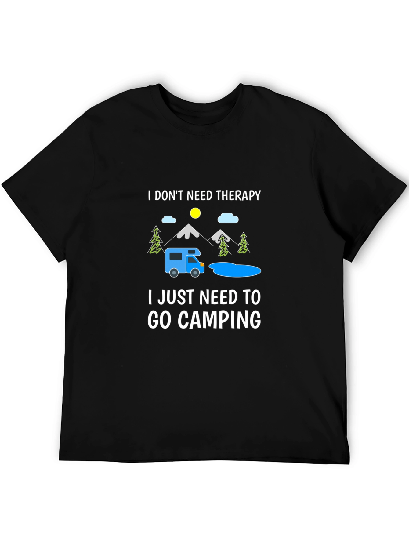 Black Camping Therapy T-Shirt: Outdoor Adventure Tee view 5