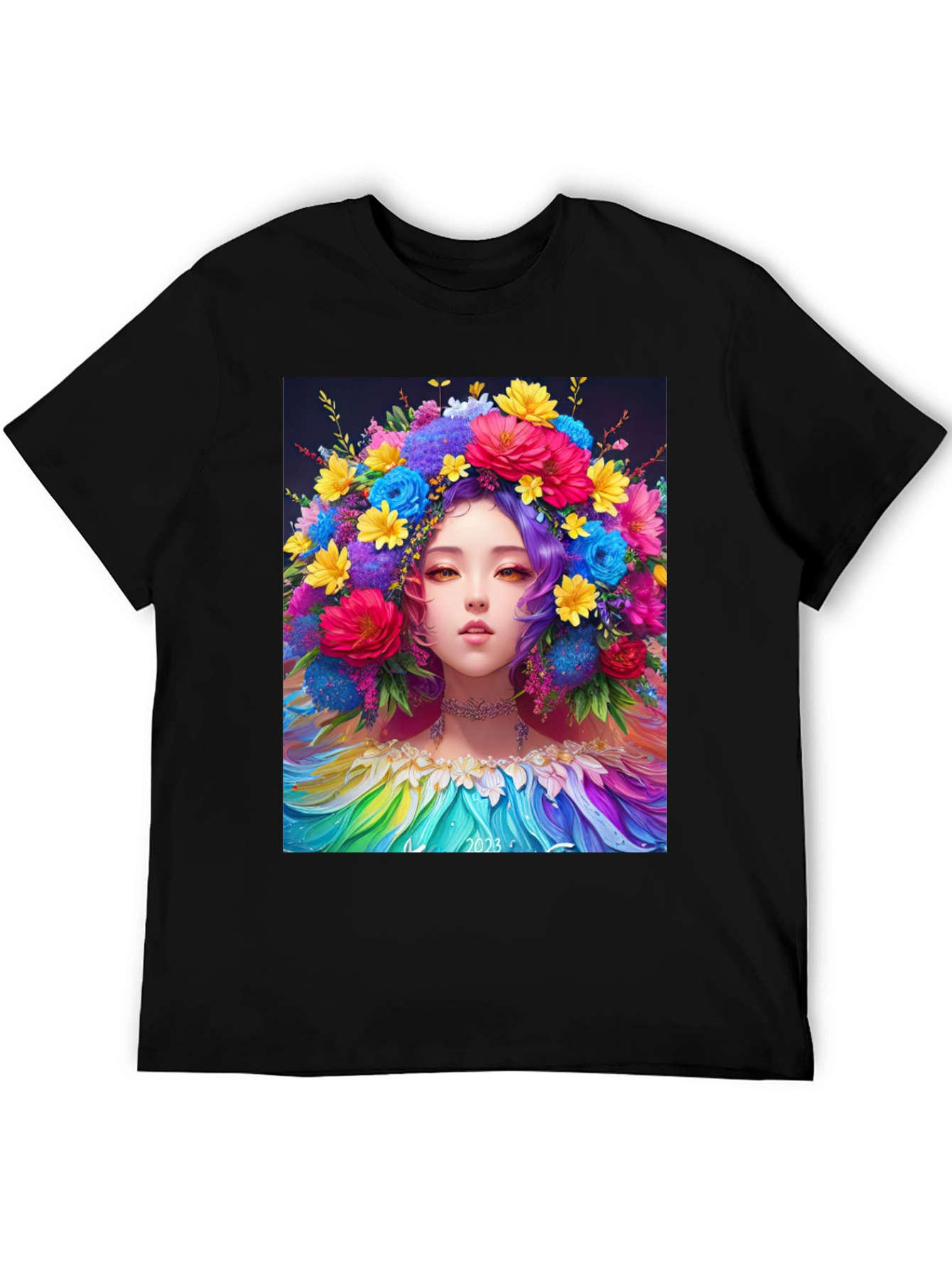 Floral Crown Girl Graphic Tee - 5