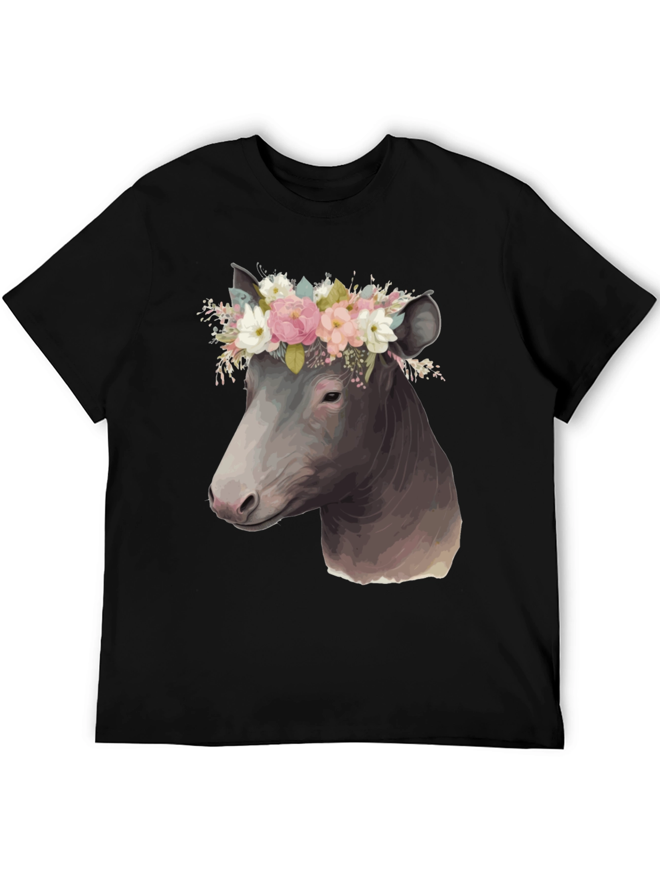 Black Cow Floral Crown T-Shirt view 5