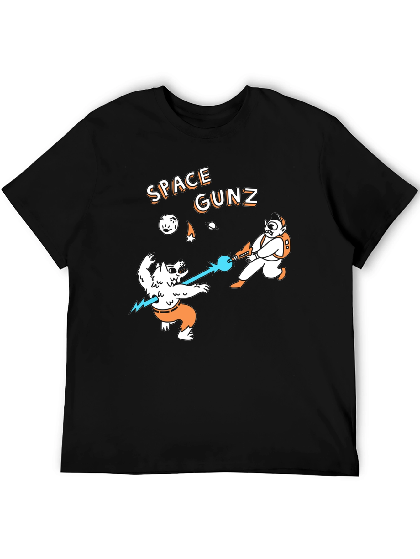 Black Space Gunz Graphic Tee - Unique Design Black T-Shirt view 5