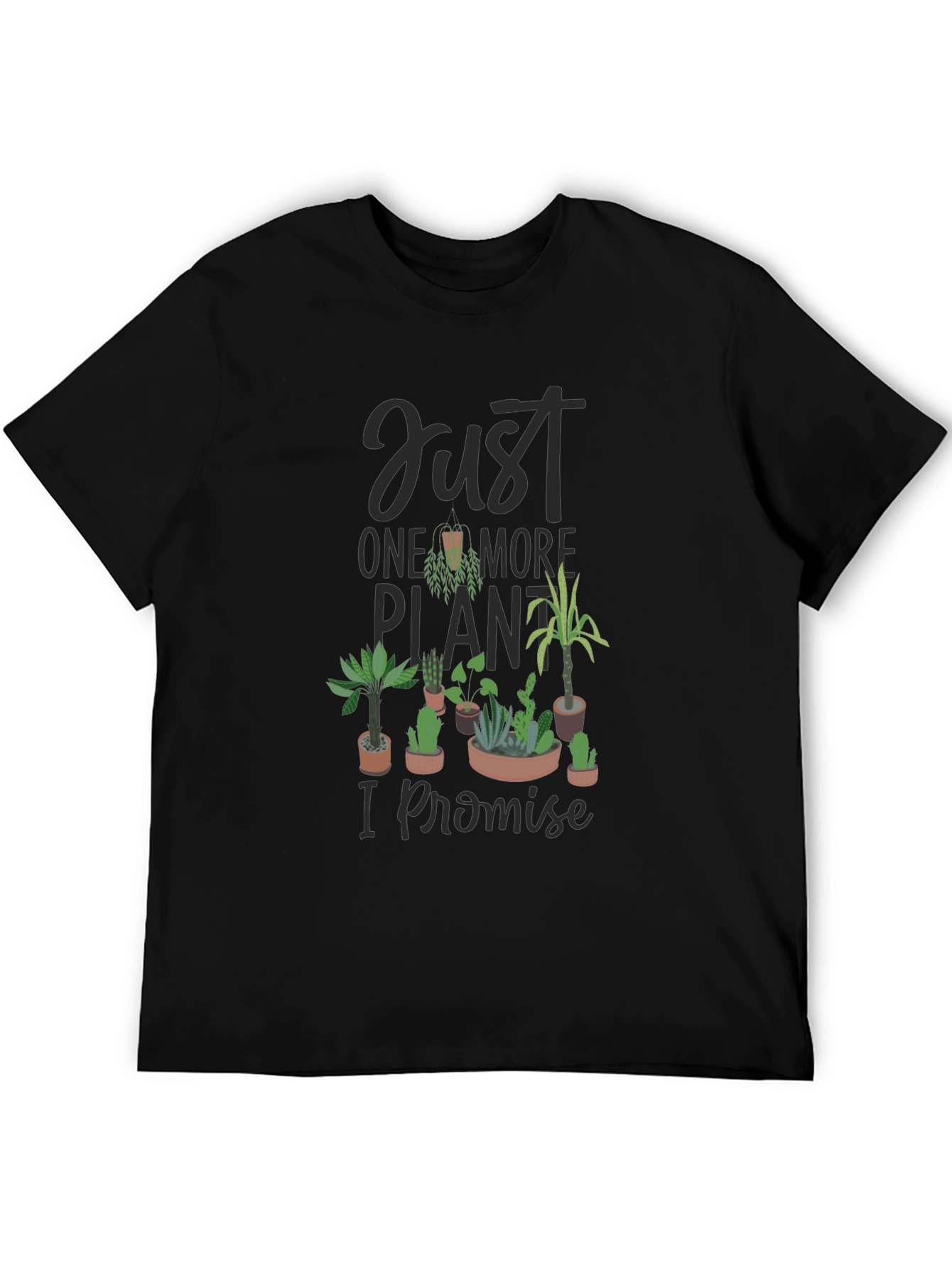 Black Just One More Plant Graphic Tee - Black Unisex view 5