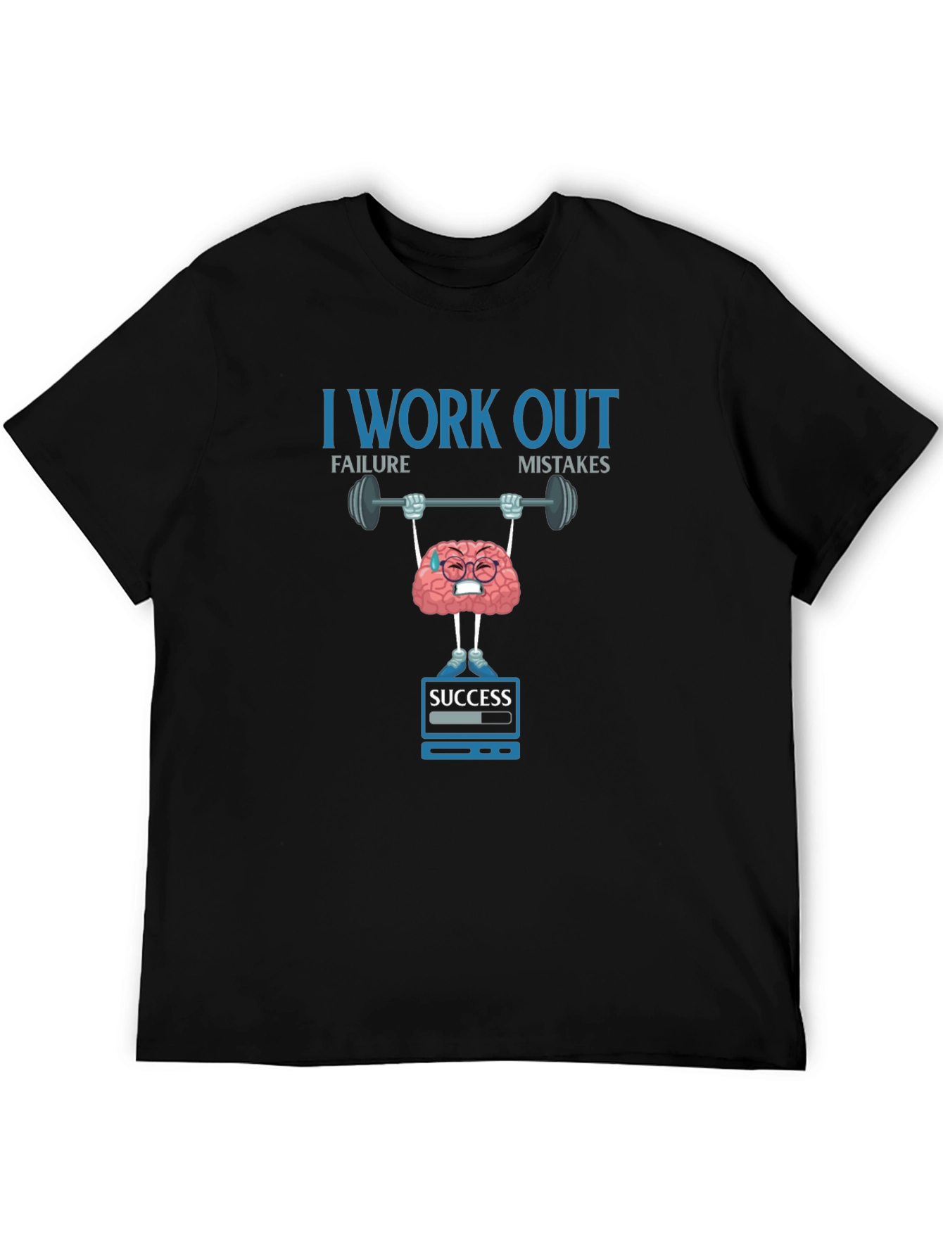 Black I Work Out Brain Training T-Shirt view 5