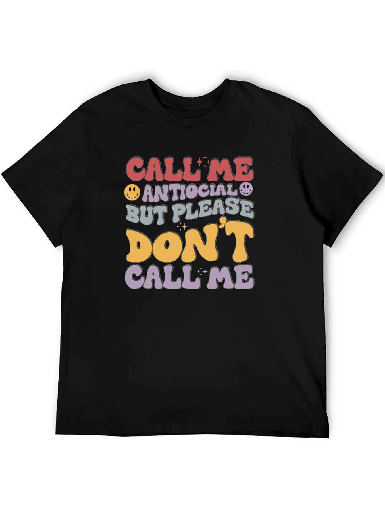 Black Antisocial Funny Graphic T-Shirt view 5