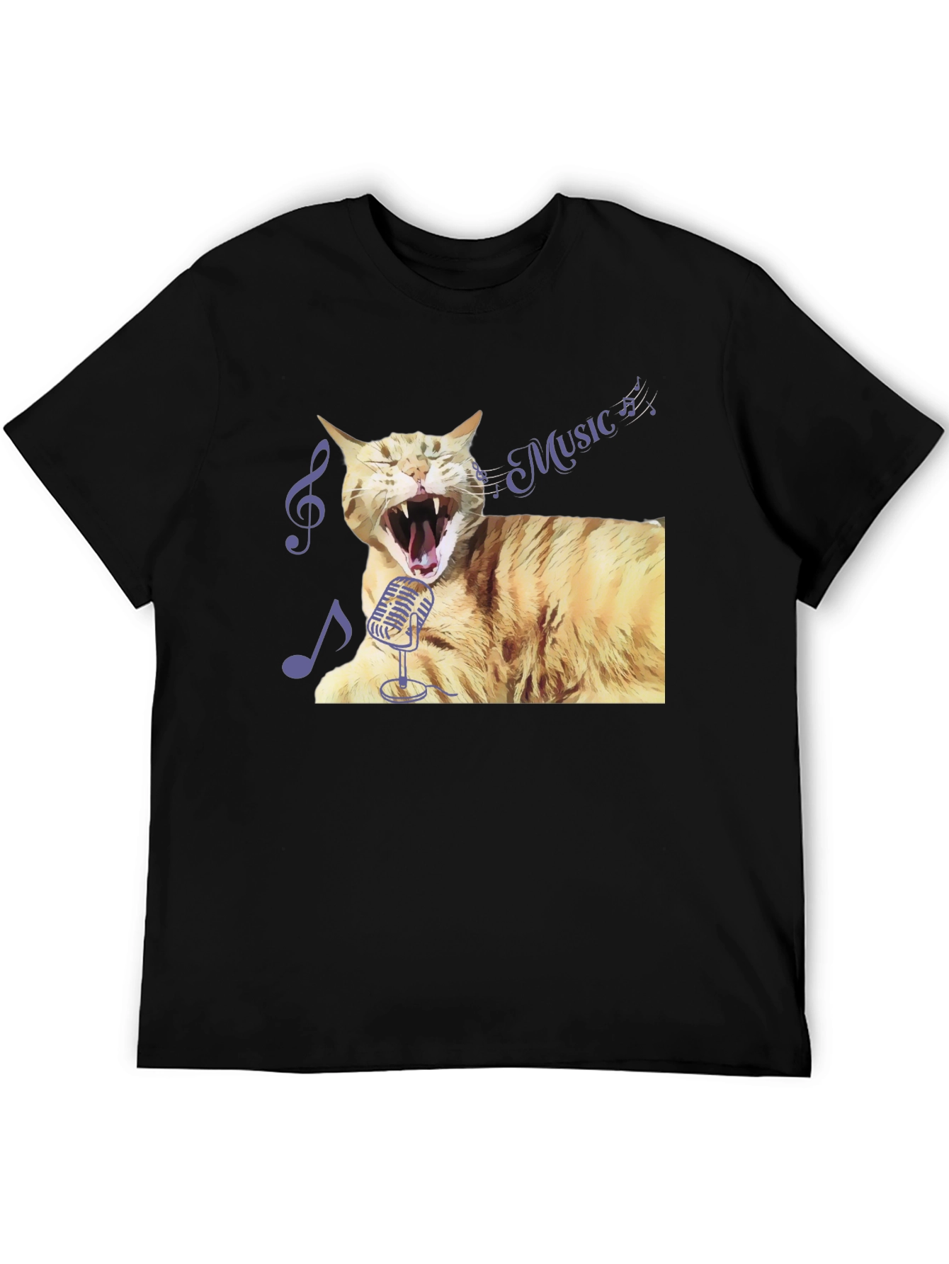 Black Singing Cat T-Shirt - Music Lover Tee view 5