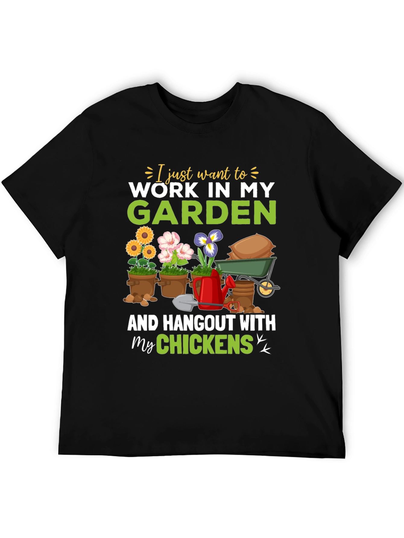 Black Gardening & Chicken Lover T-Shirt view 5