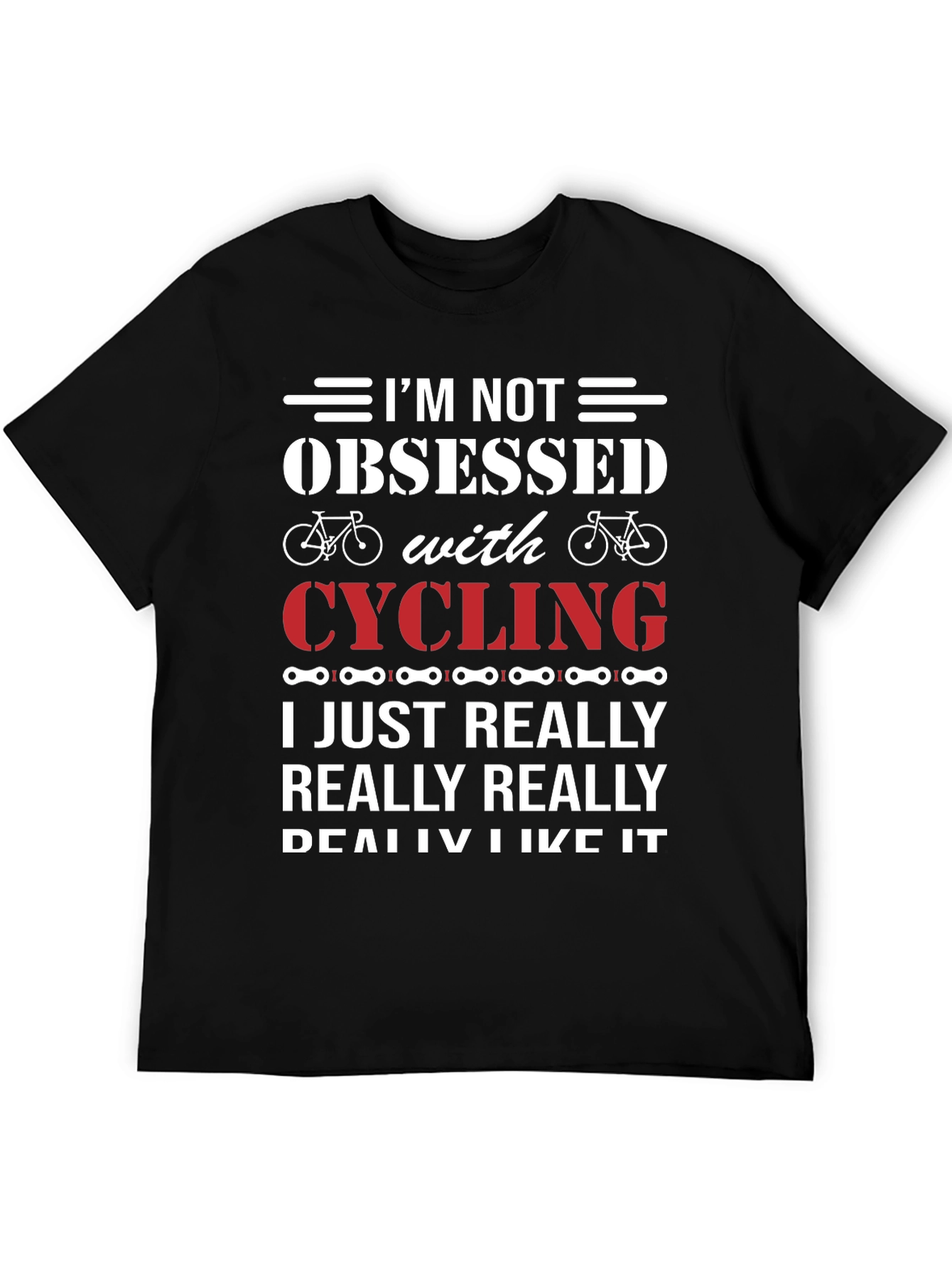 Black Cycling Obsessed T-Shirt - Funny Biker Gift view 5