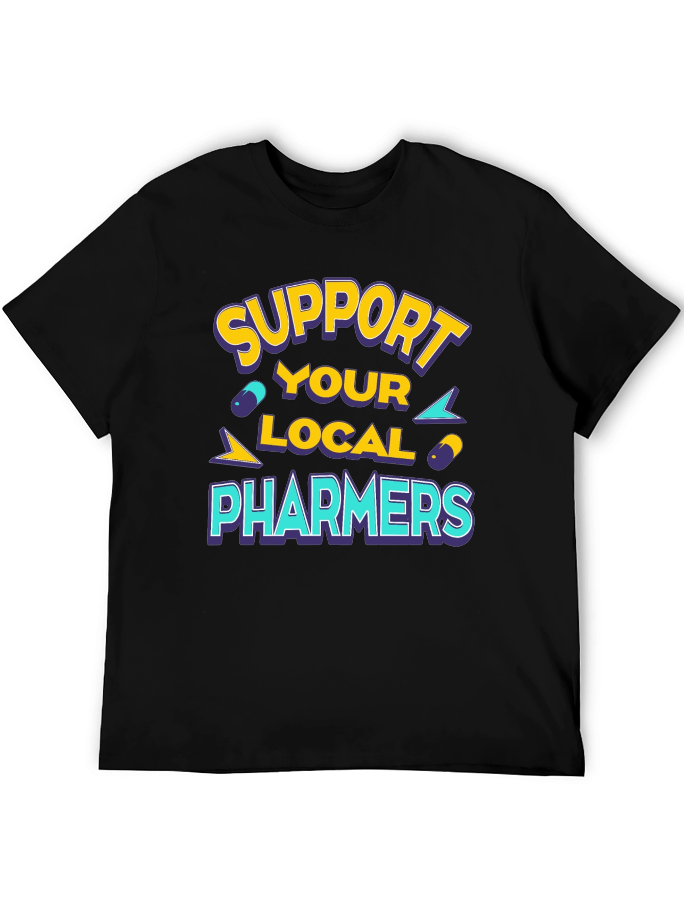 Black Support Your Local Pharmers Black T-Shirt view 5