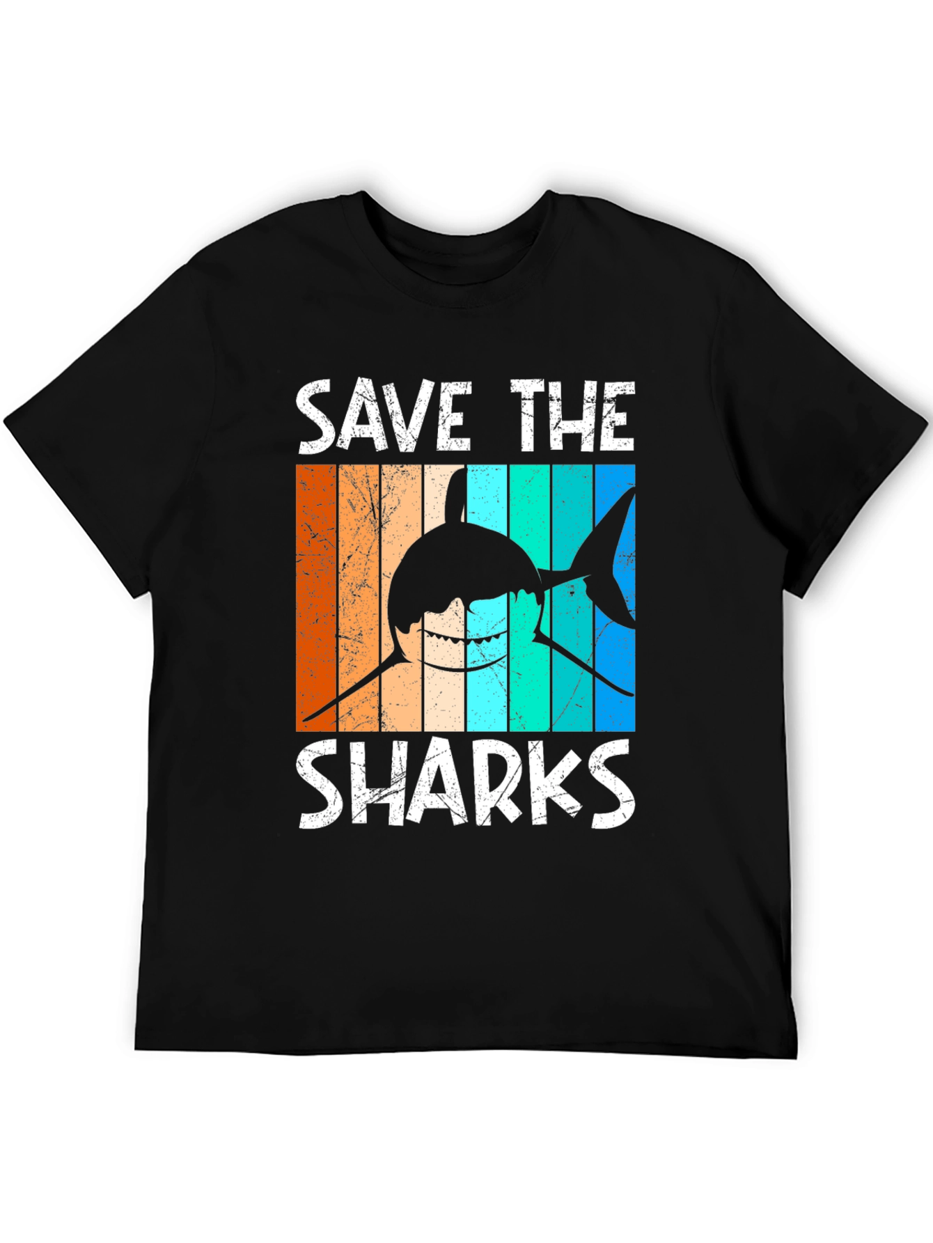 Black Save the Sharks Graphic T-Shirt view 5