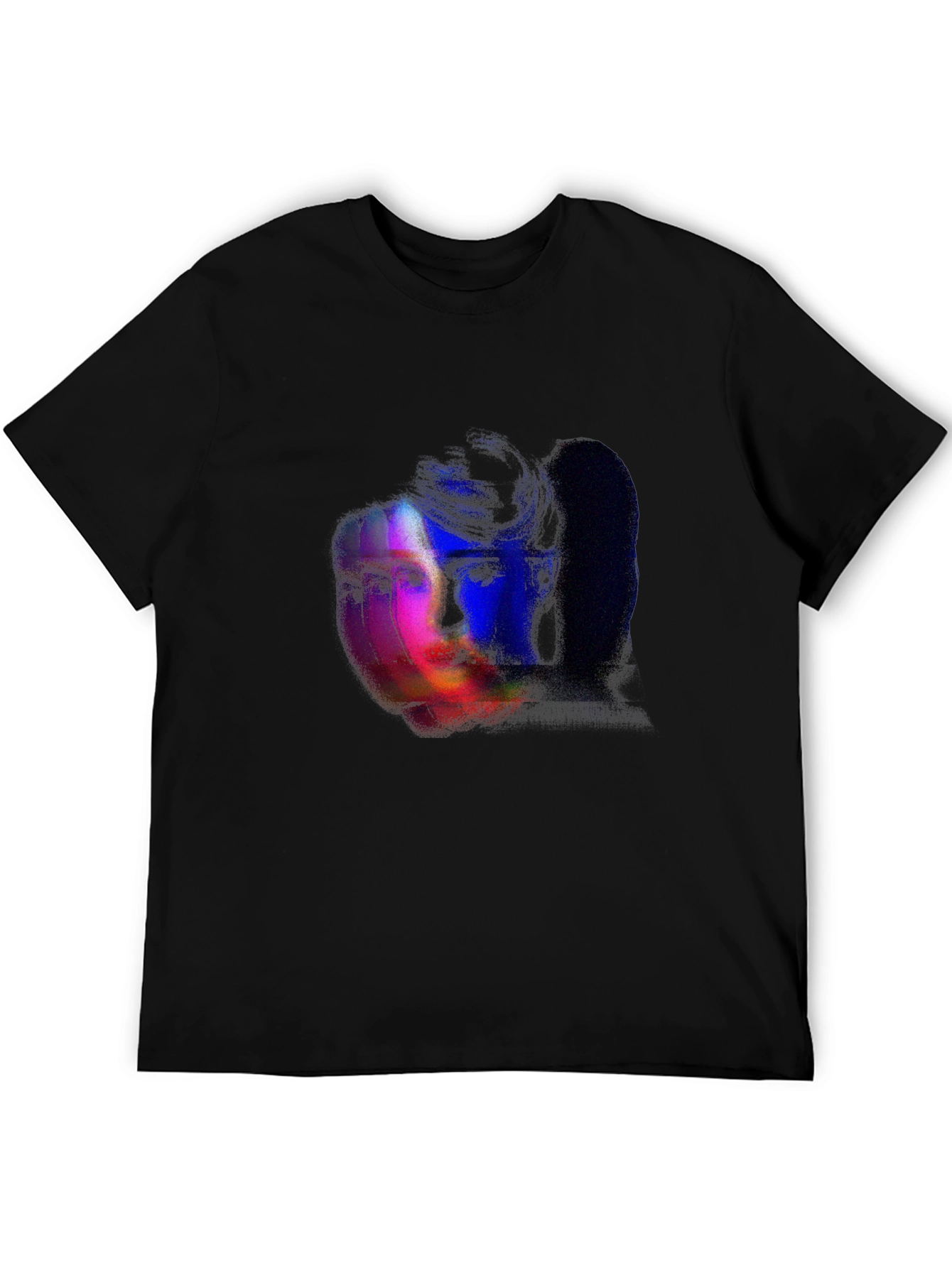 Black Glitch Portrait Graphic Tee - Black view 5
