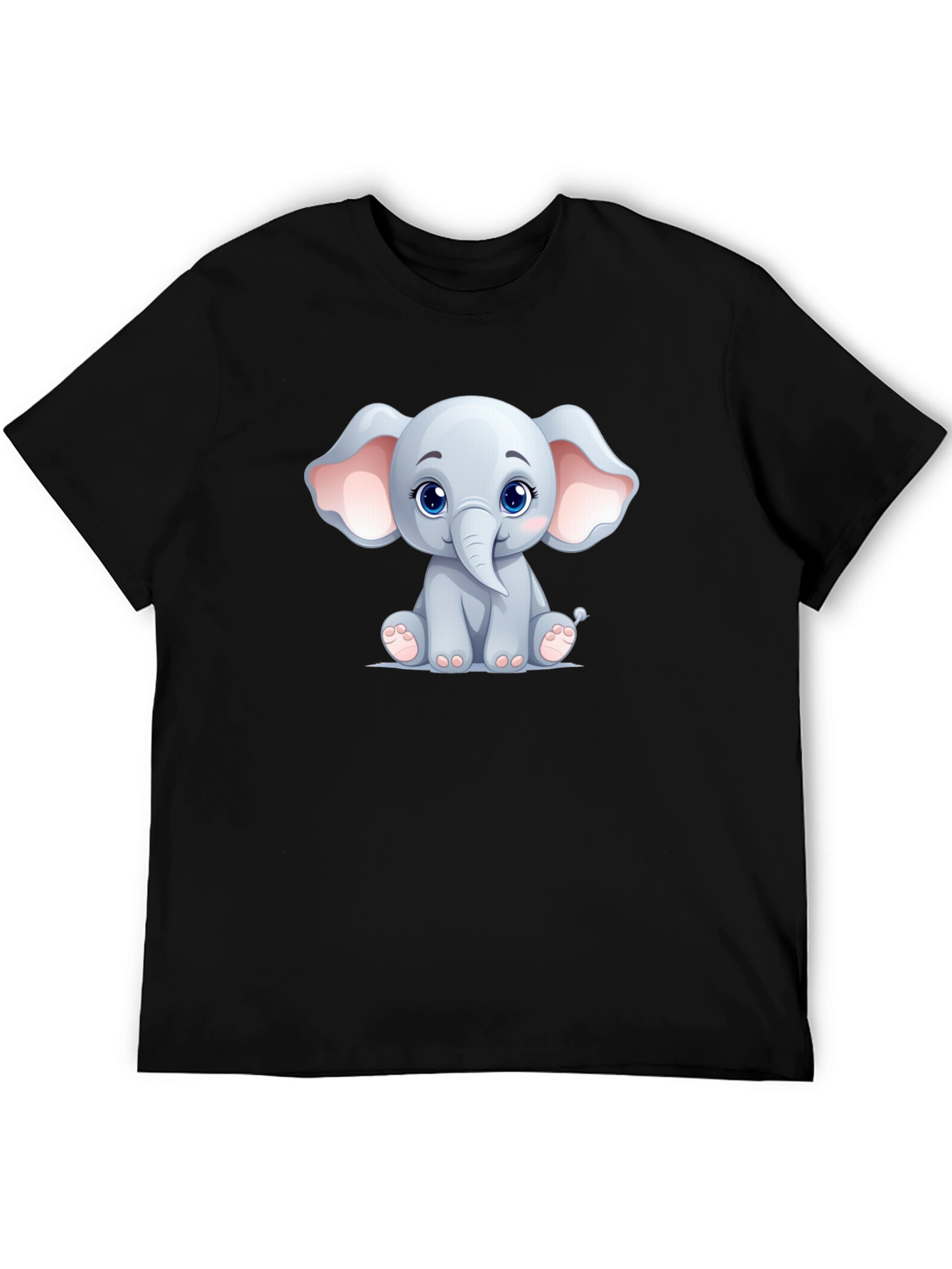 Black Cute Elephant Graphic Tee - Unisex Black T-Shirt view 5