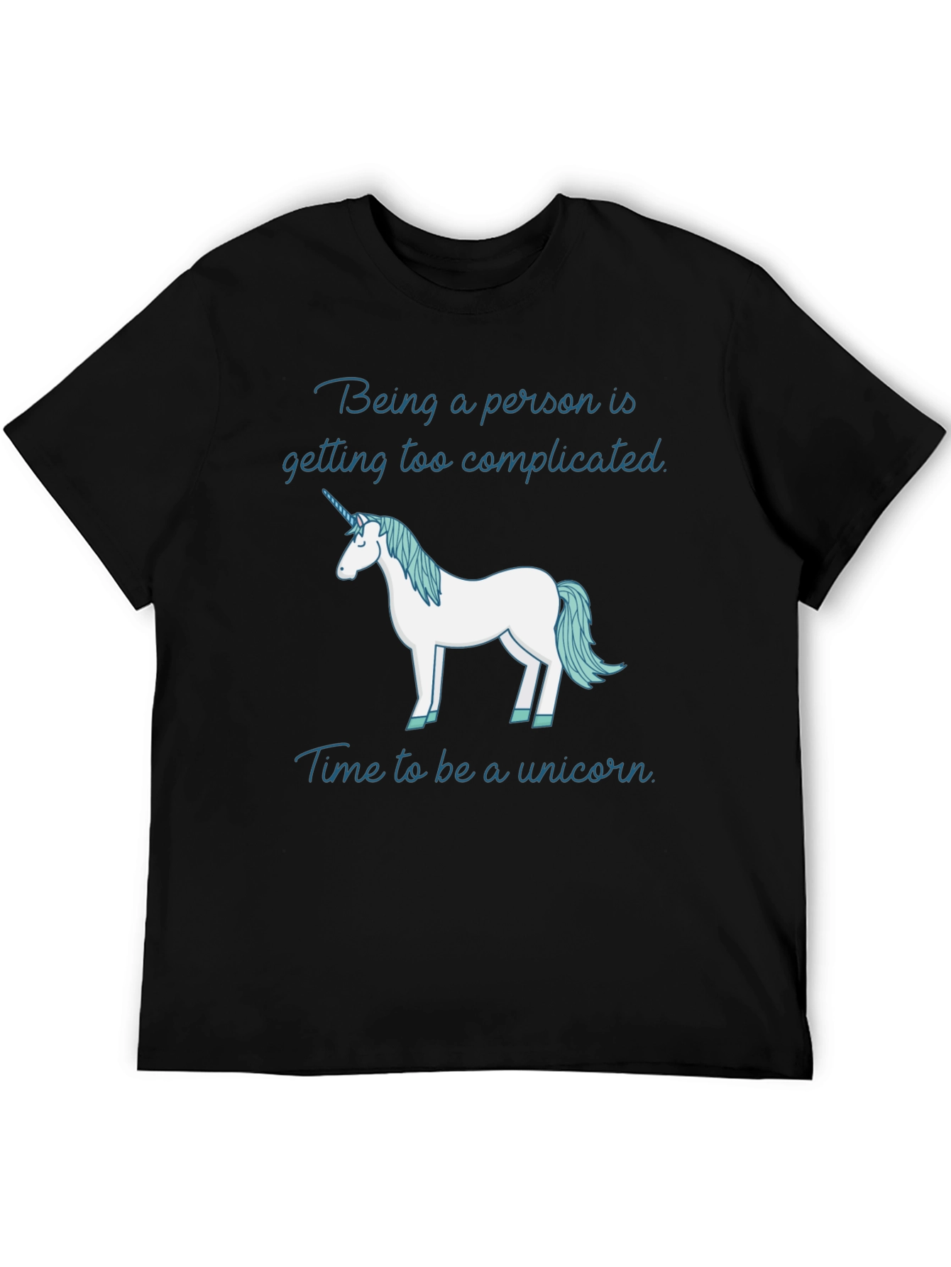 Black Funny Unicorn T-Shirt: Being a Person is Too Complicated view 5