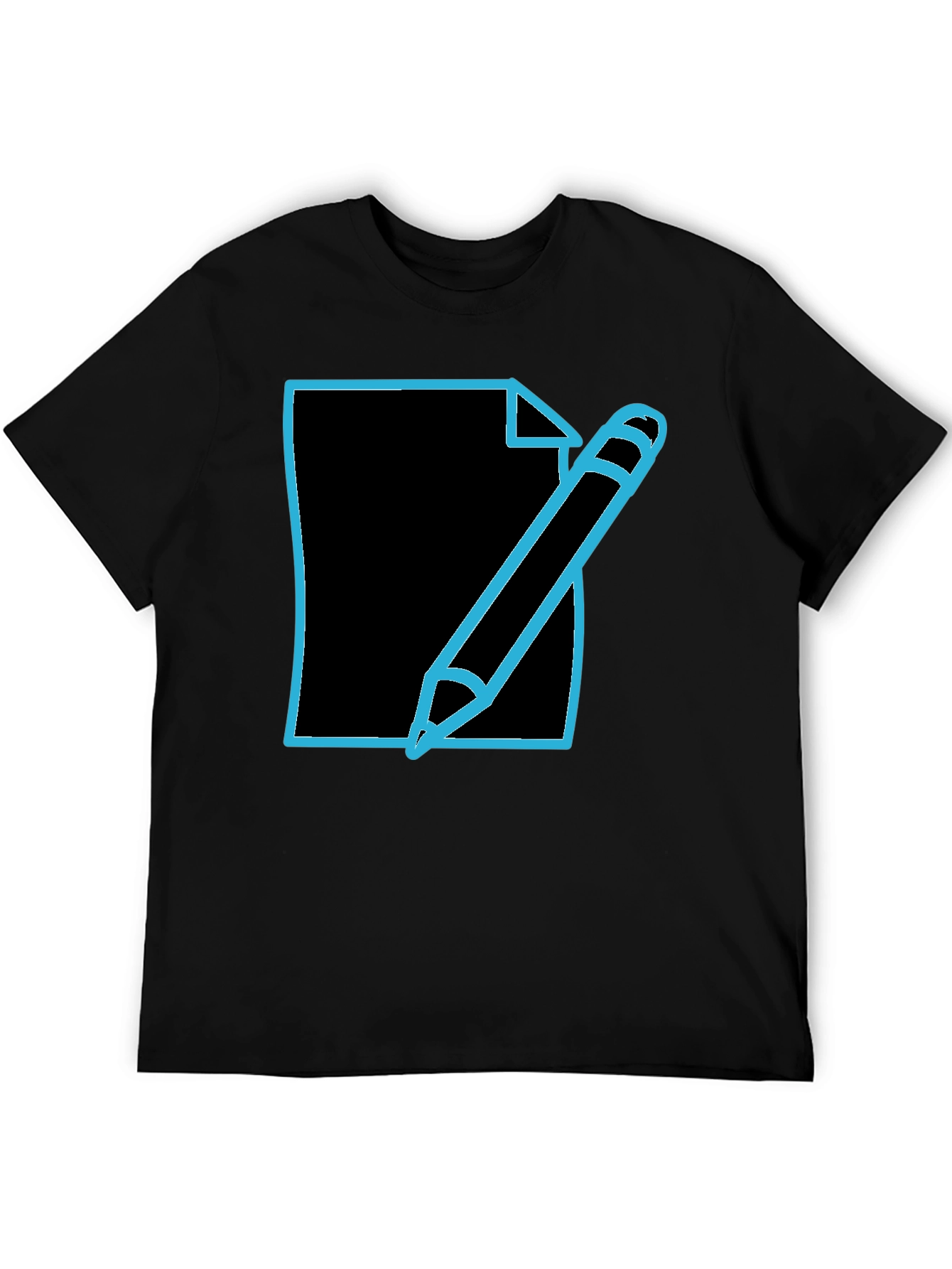 Black Write On! Men's Black T-Shirt with Pen & Paper Graphic view 5