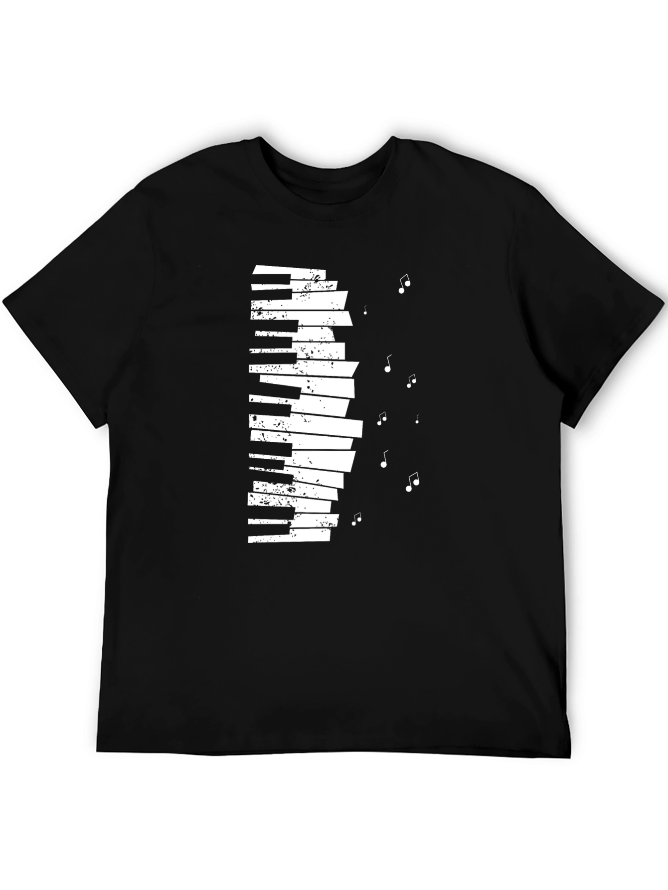Black Piano Keys Musical Notes Graphic Tee view 5
