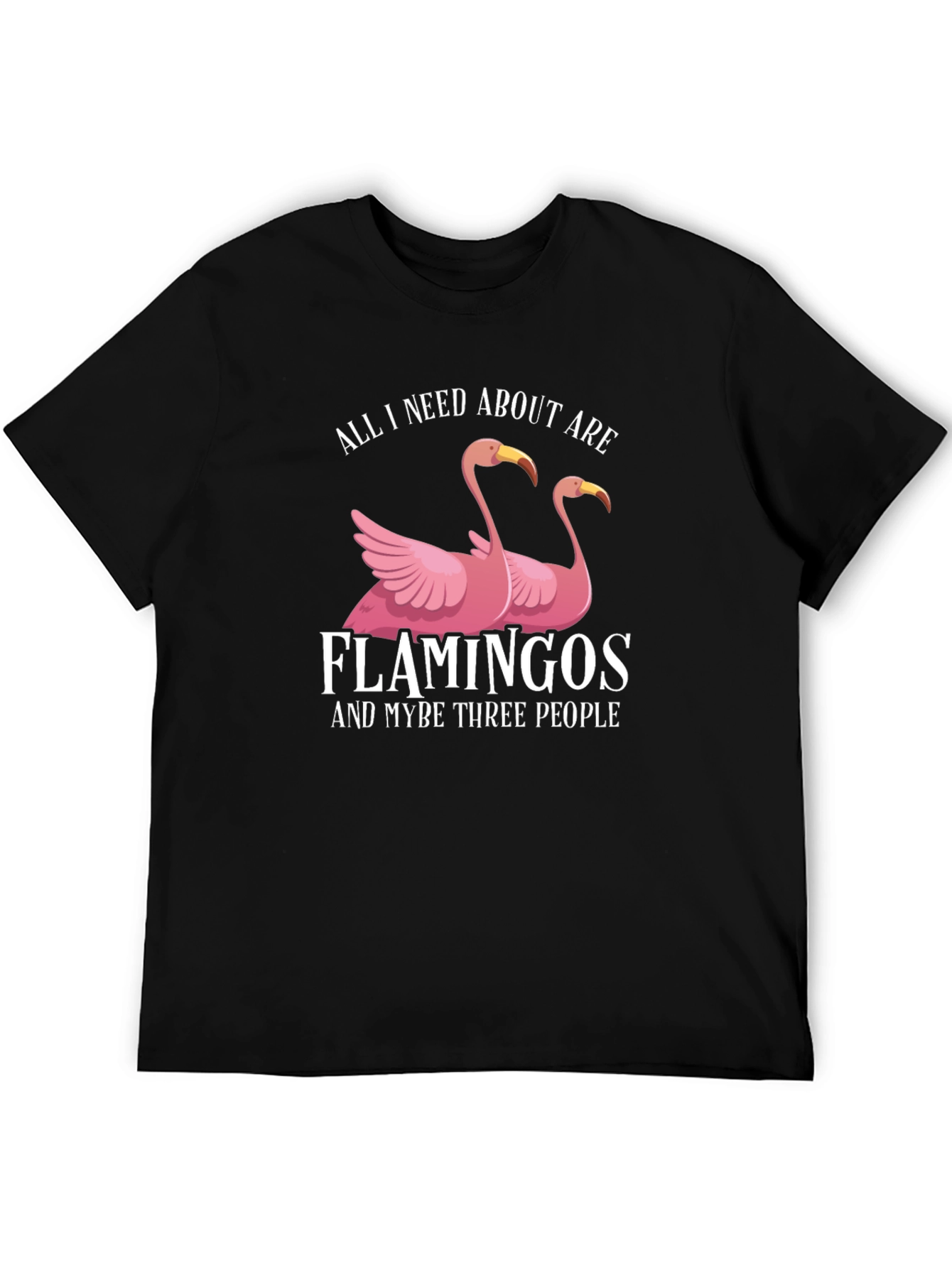 Black Funny Flamingo T-Shirt: All I Need Is Flamingos view 5