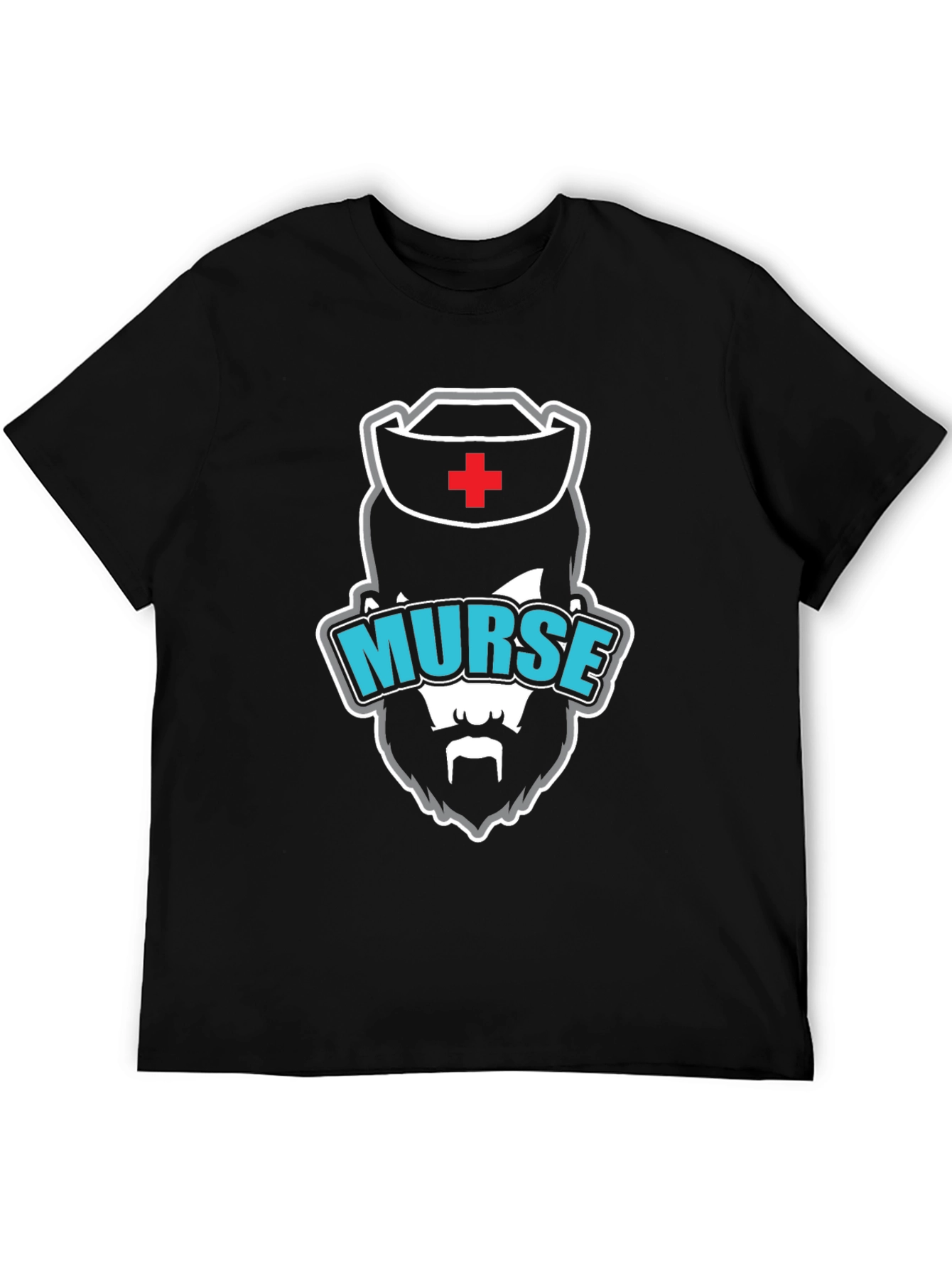 Black Murse T-Shirt - Bearded Nurse Graphic Tee view 5