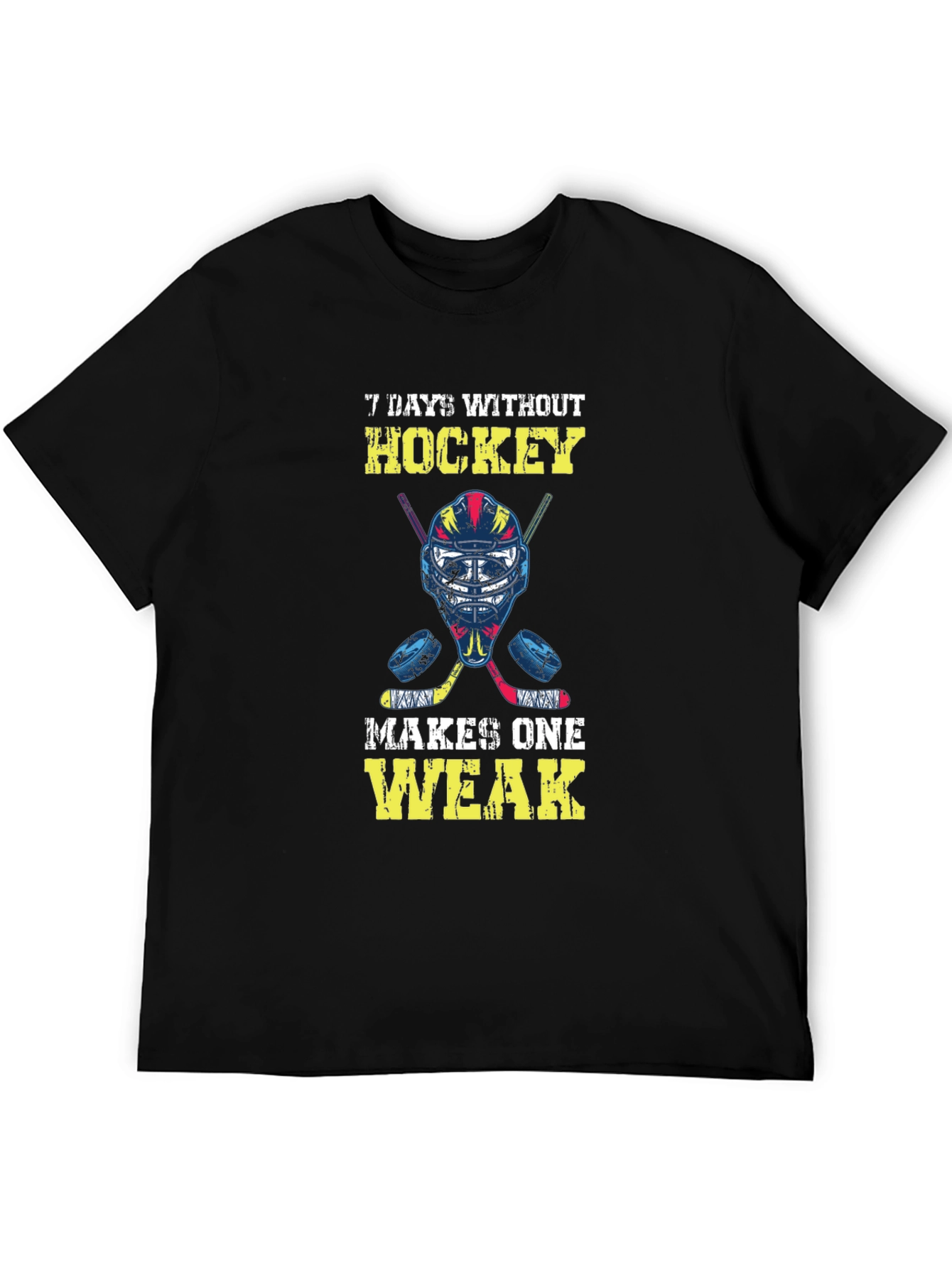 Black Hockey Lover T-Shirt: 7 Days Without Hockey Makes One Weak view 5