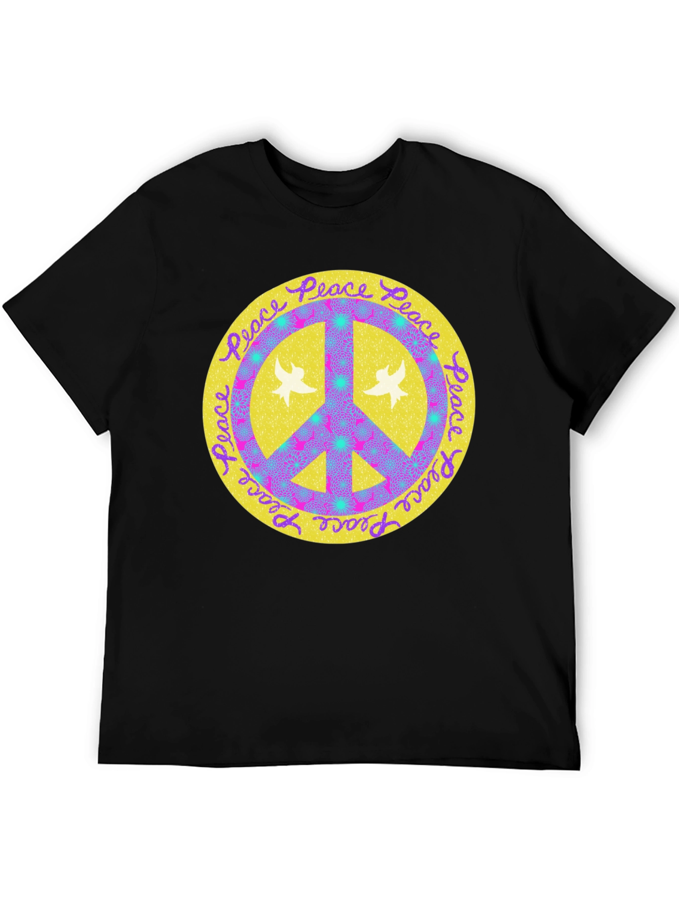 Black Peace Sign Graphic Tee - Retro Style view 5